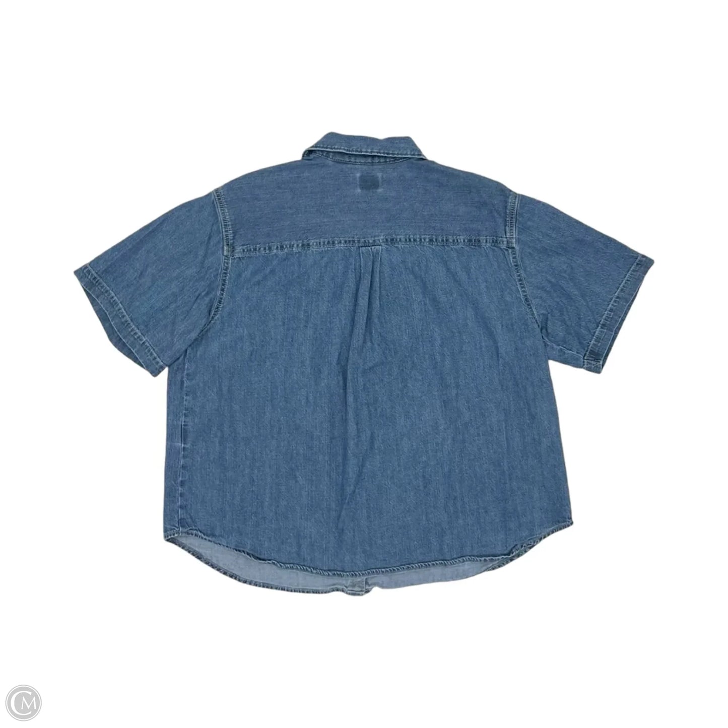 Blouse Short Sleeve By Levis In Blue Denim, Size: L