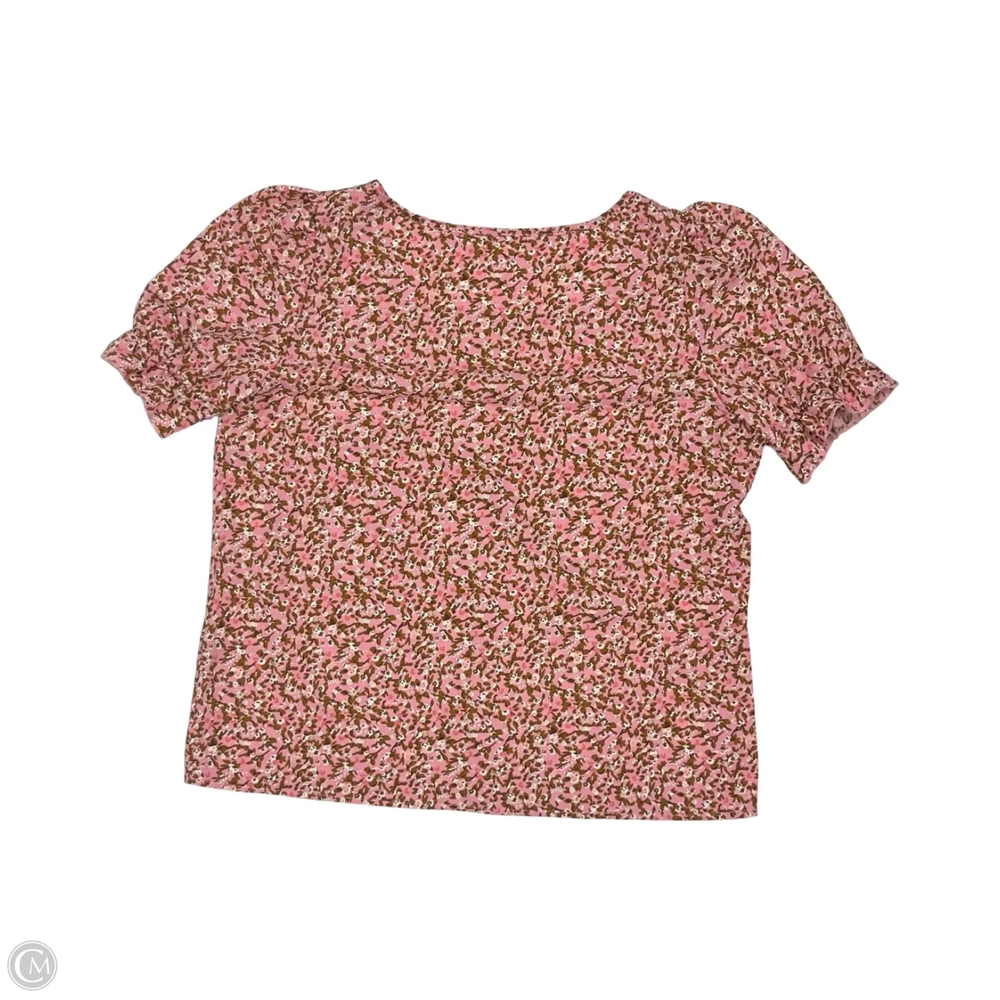 Blouse Short Sleeve By Shein In Brown & Pink, Size: Xl