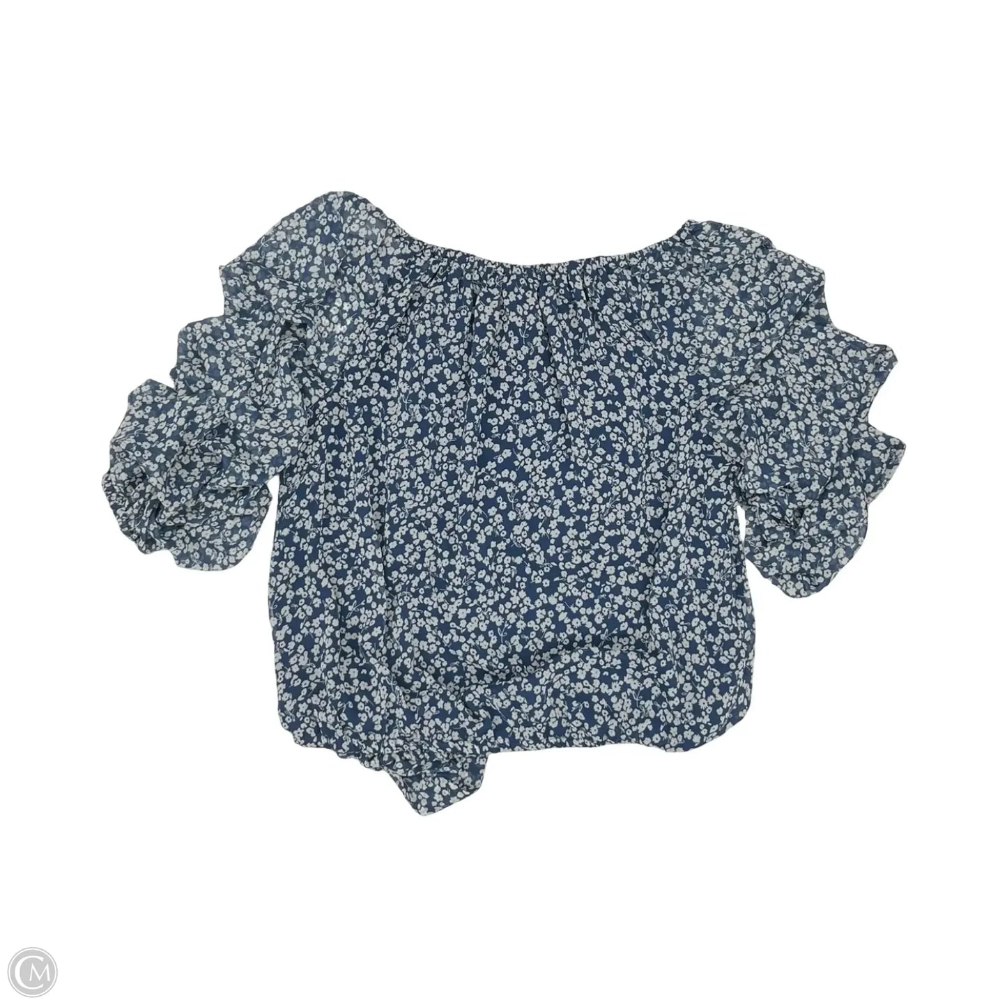 Blouse Short Sleeve By Cece In Blue & White, Size: Xl
