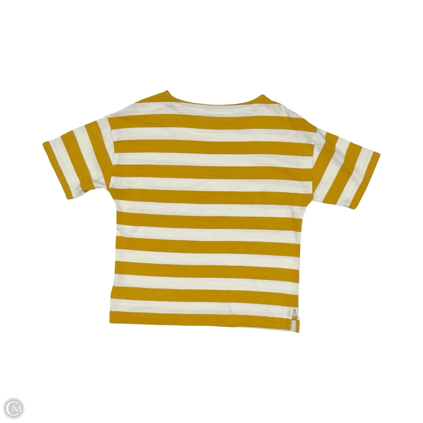 Top Short Sleeve By Loft In Gold & White, Size: S
