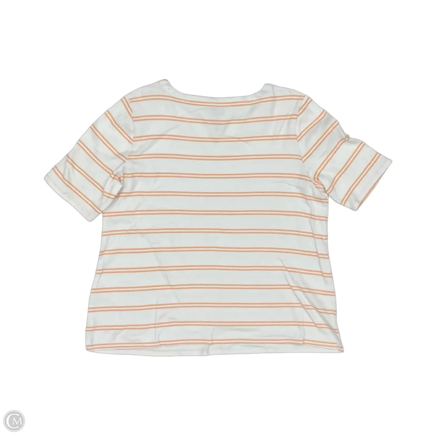 Top Short Sleeve By Croft And Barrow In Pink & White, Size: Xl