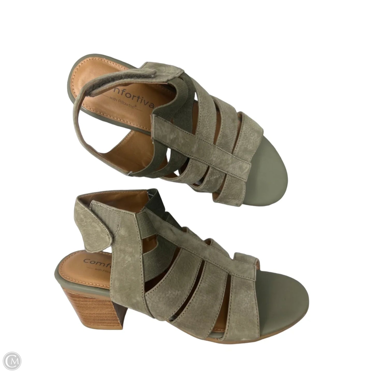 Sandals Heels Block By Comfortiva In Green, Size: 8