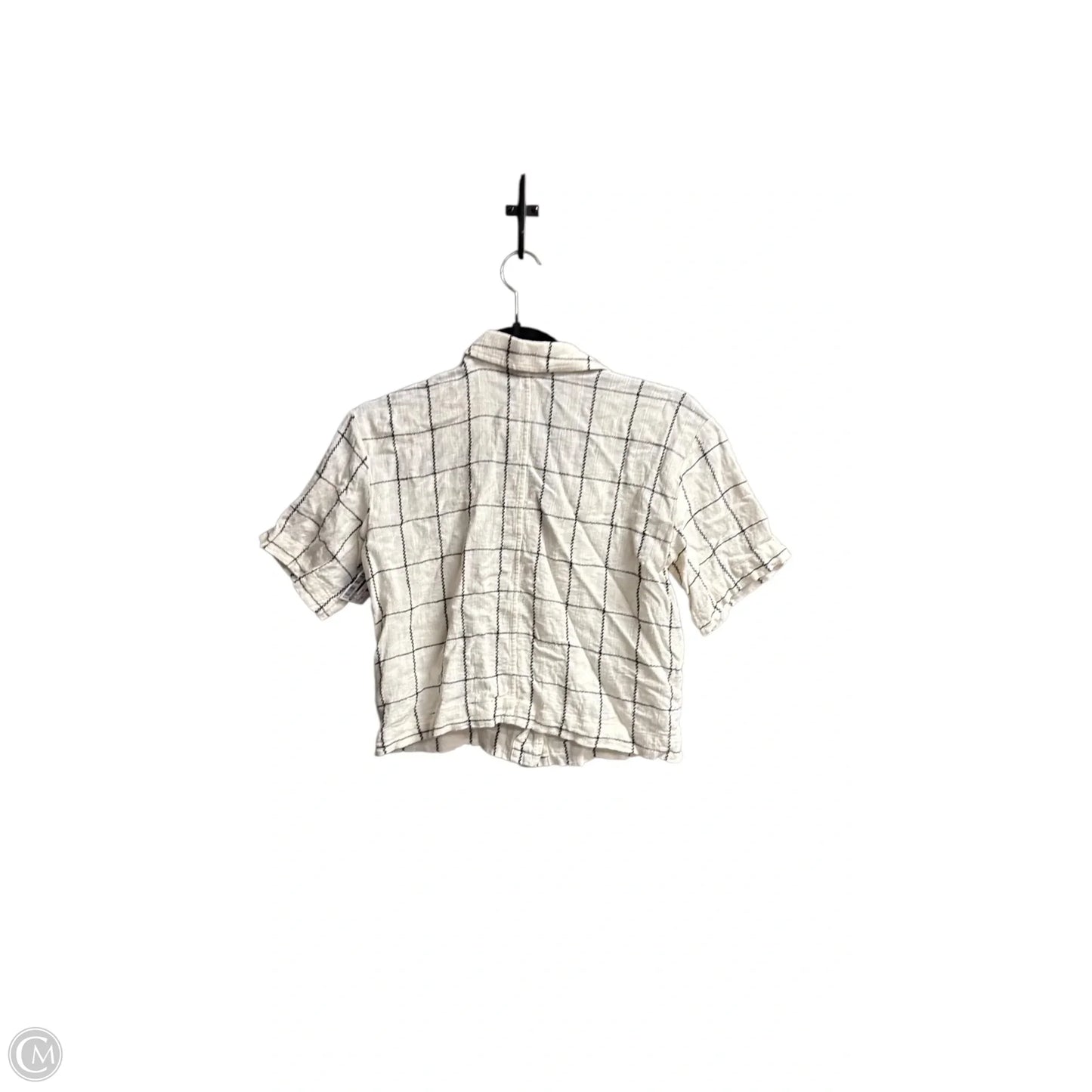 Top Short Sleeve By Madewell In Plaid Pattern, Size: Xs