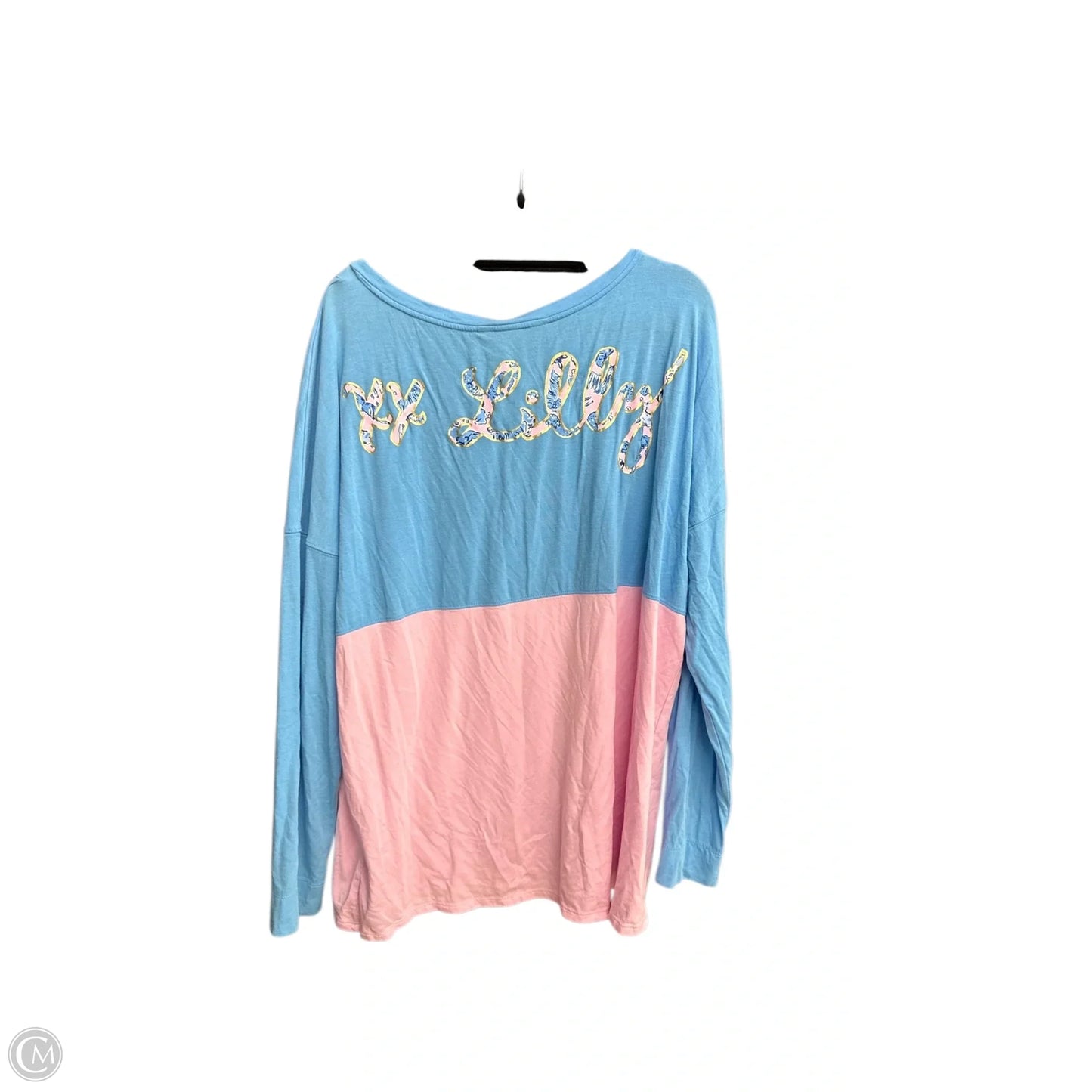 Top Long Sleeve Designer By Lilly Pulitzer In Blue & Pink, Size: Xl