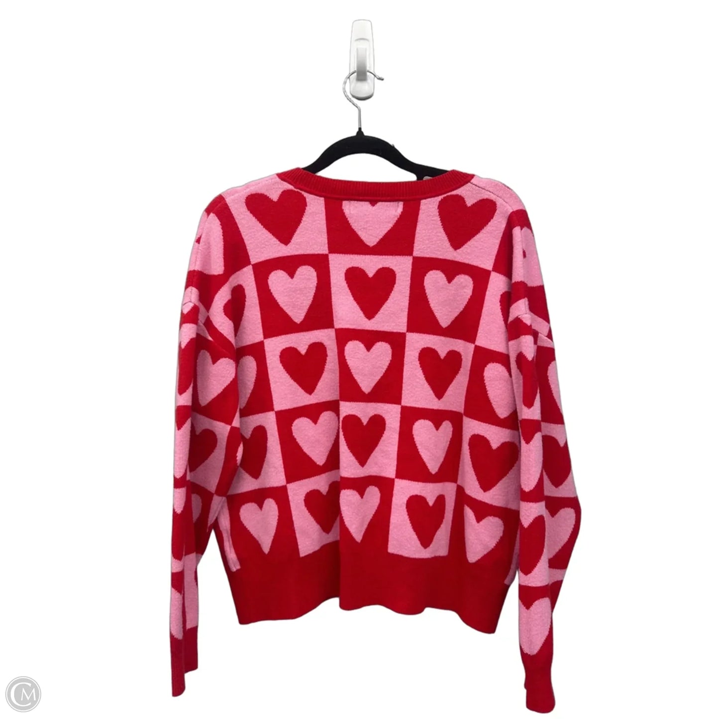 Cardigan By Clothes Mentor In Pink & Red, Size: M