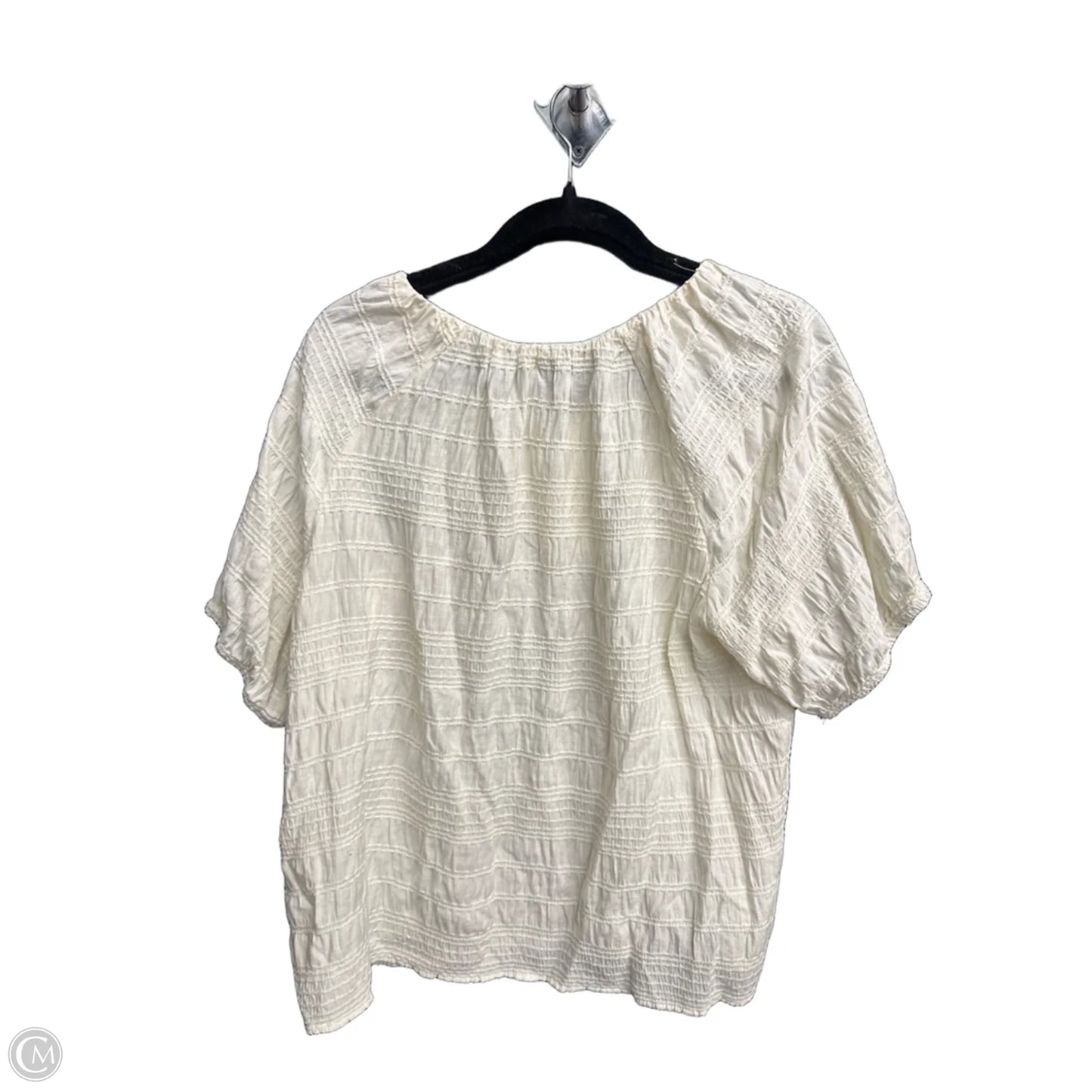 Top Short Sleeve By Adrianna Papell In Cream, Size: L