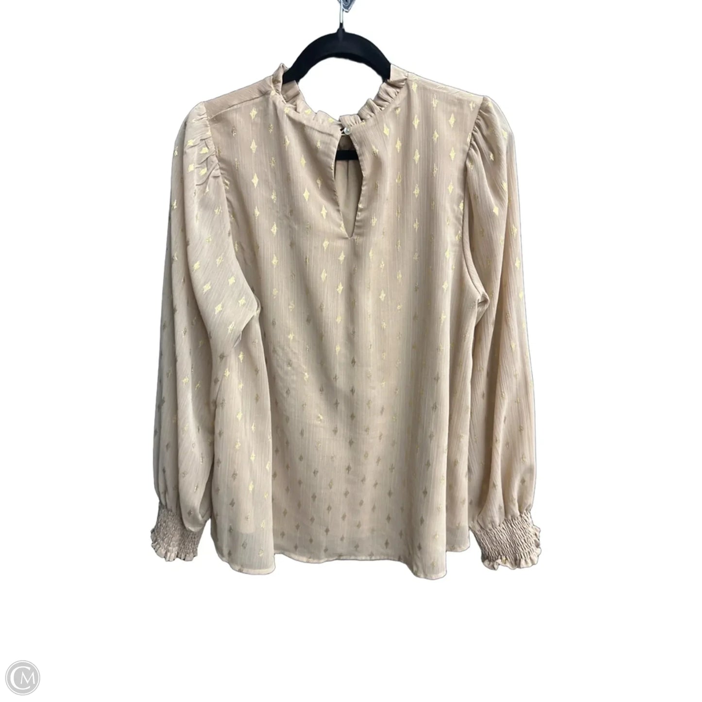 Blouse Long Sleeve By Jodifl In Gold & Tan, Size: L