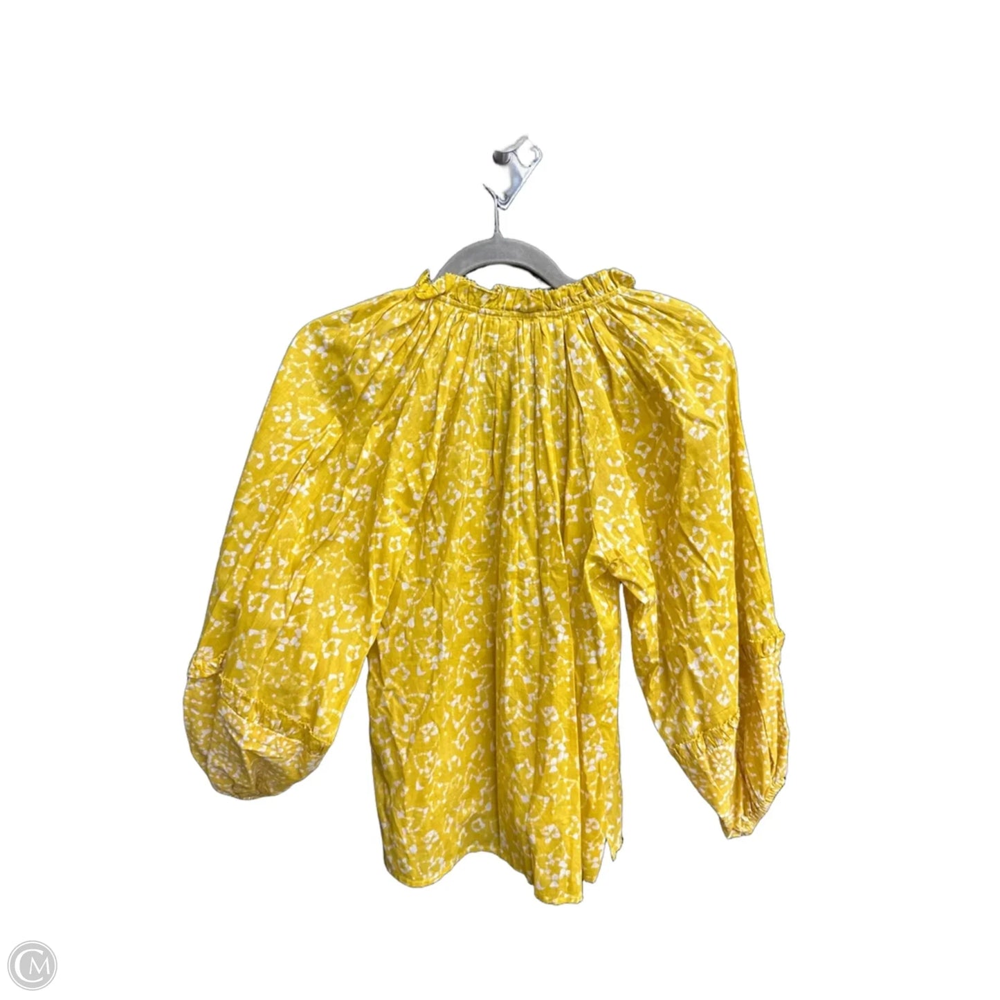 Top Long Sleeve By Cleobella In White & Yellow, Size: Xs