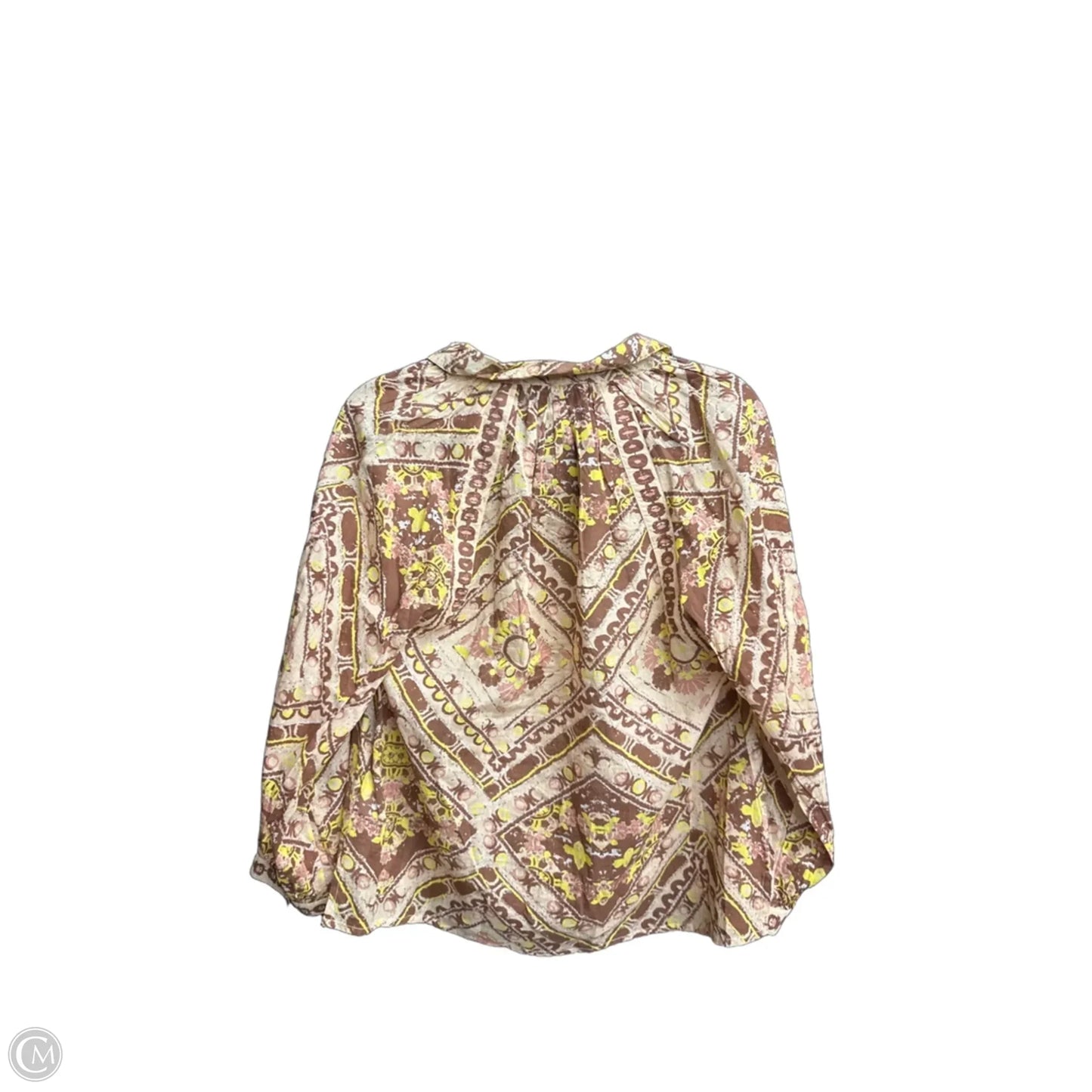 Top Long Sleeve By Cleobella In Brown & Yellow, Size: S