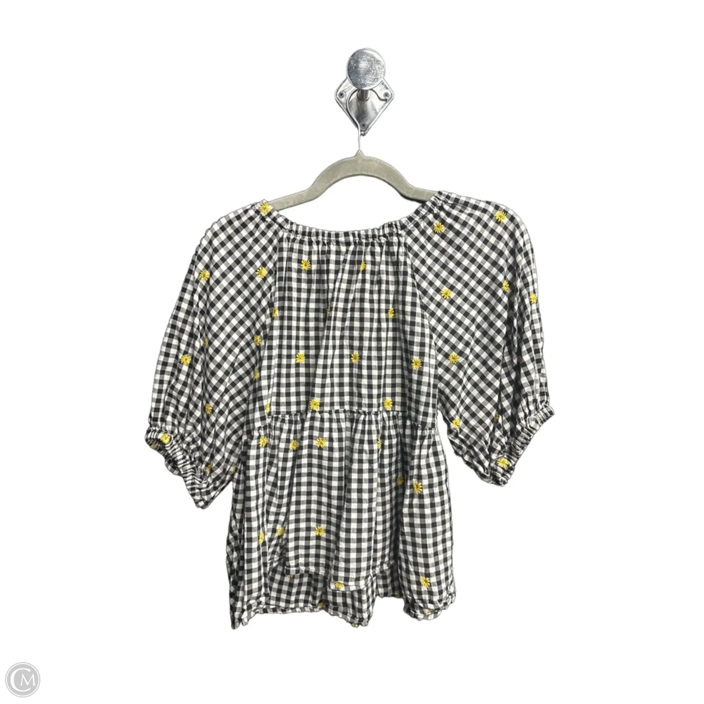 Top Short Sleeve By Old Navy In Plaid Pattern, Size: M