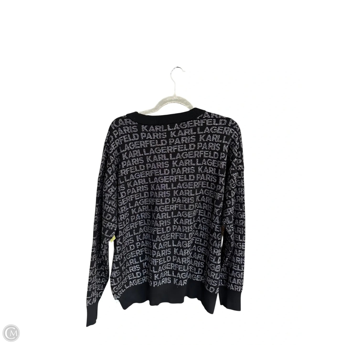 Sweater Designer By Karl Lagerfeld In Black & Silver, Size: Xl