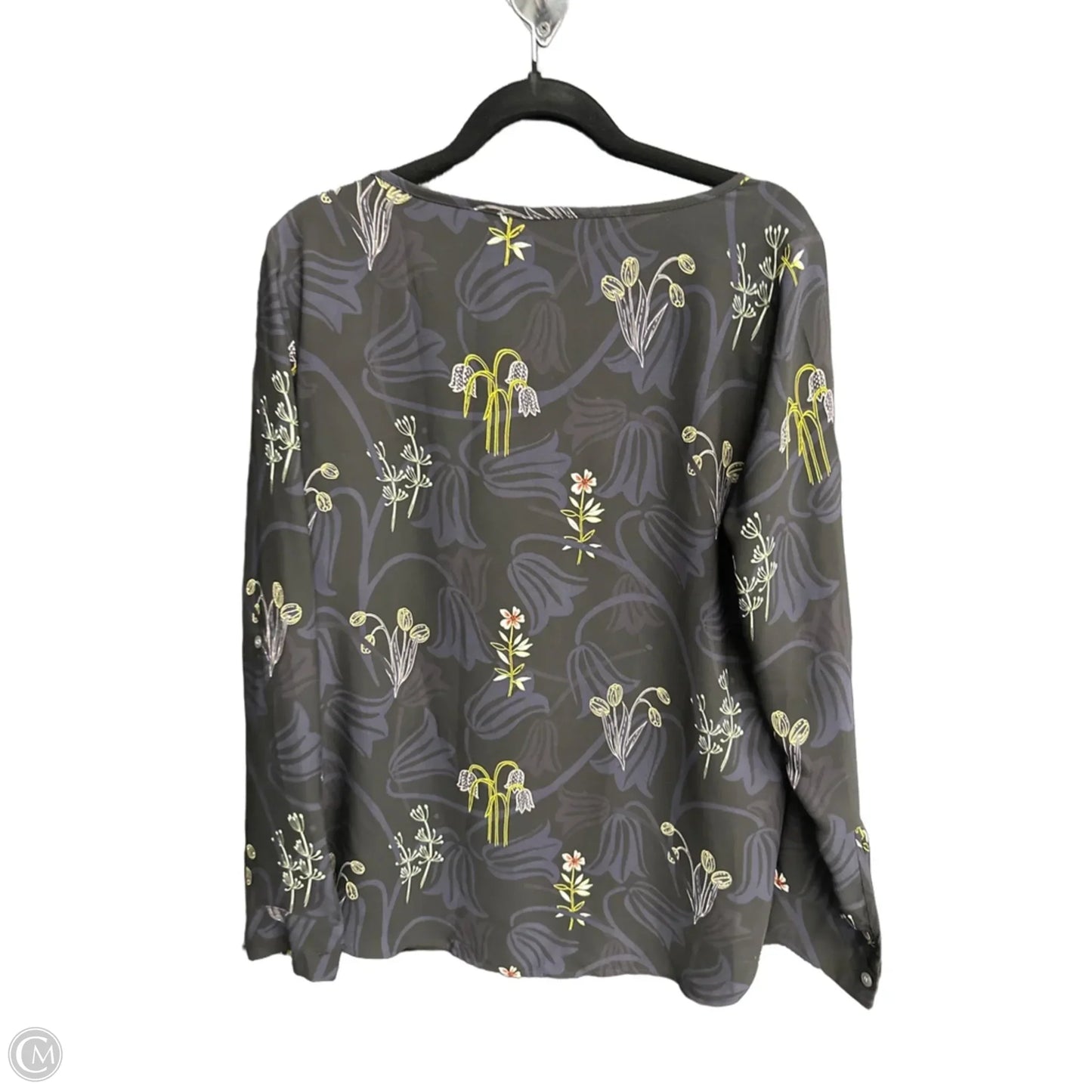 Blouse Long Sleeve By Loft In Black & Purple, Size: M