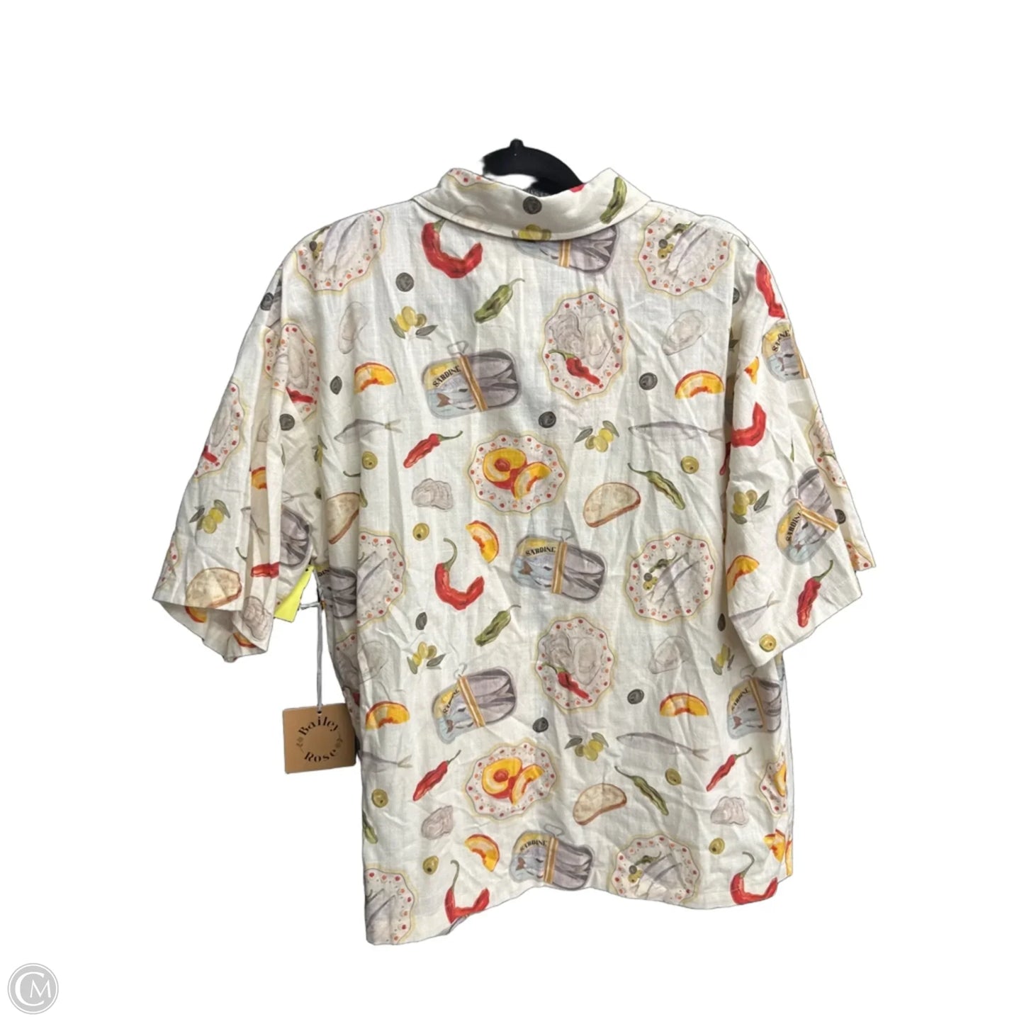 Top Short Sleeve By Bailey Rose In Cream, Size: L