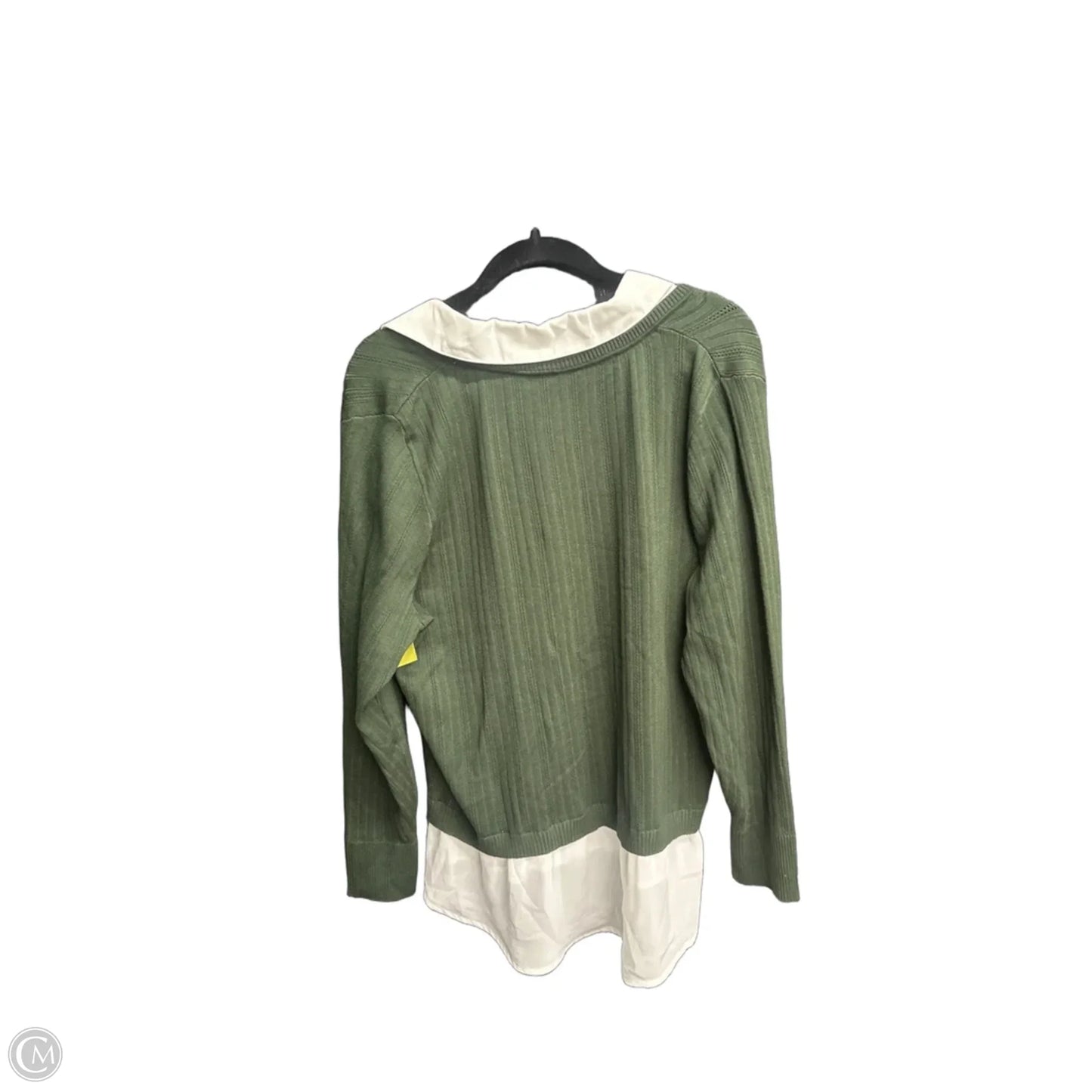 Top Long Sleeve By Rio & Rian In Green & White, Size: Xl