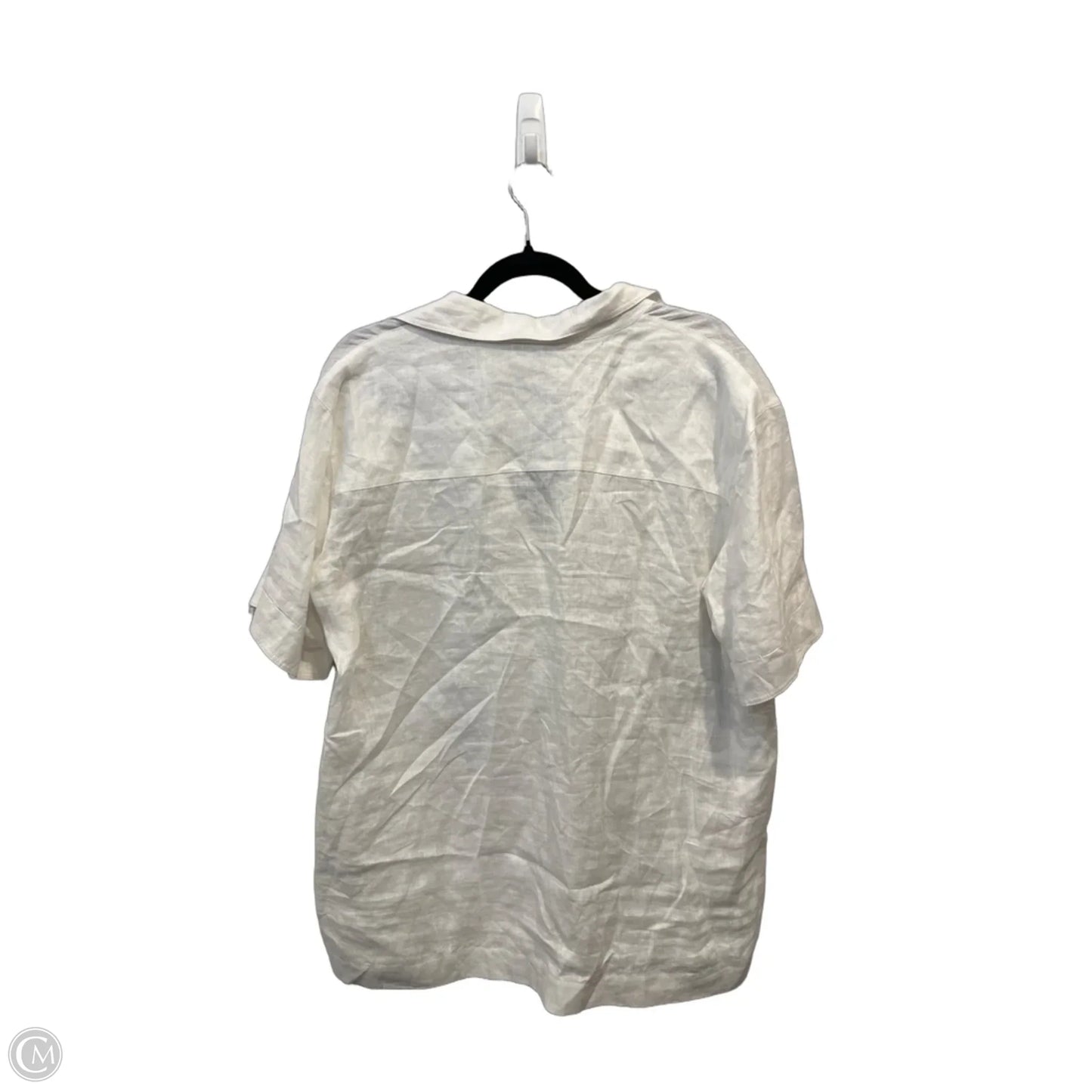 Top Short Sleeve Designer By Lafayette 148 In White, Size: L