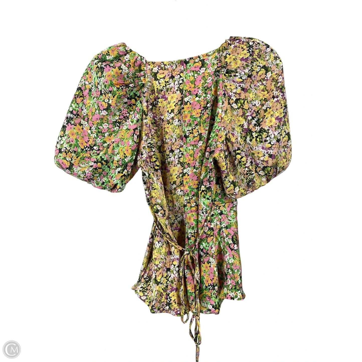 Top Short Sleeve By Topshop In Floral Print, Size: 4