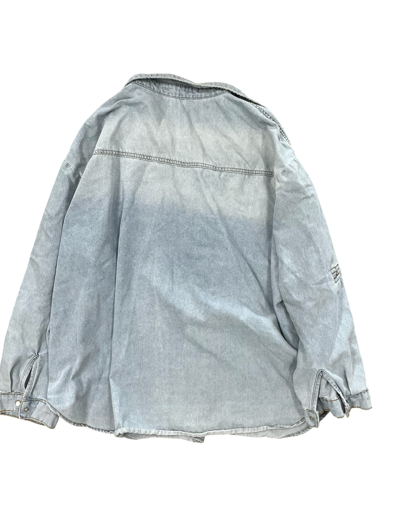 Blouse Ls By Shein In Blue Denim, Size:2X