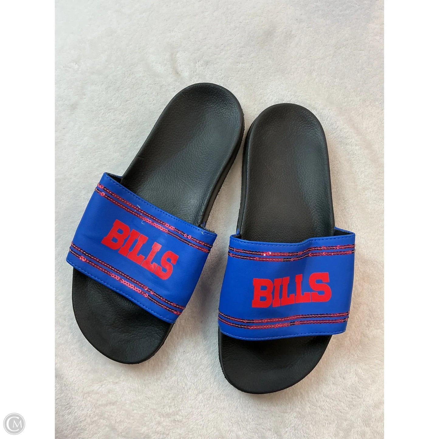 Sandals Flats By Clothes Mentor In Blue & Red, Size: 7.5