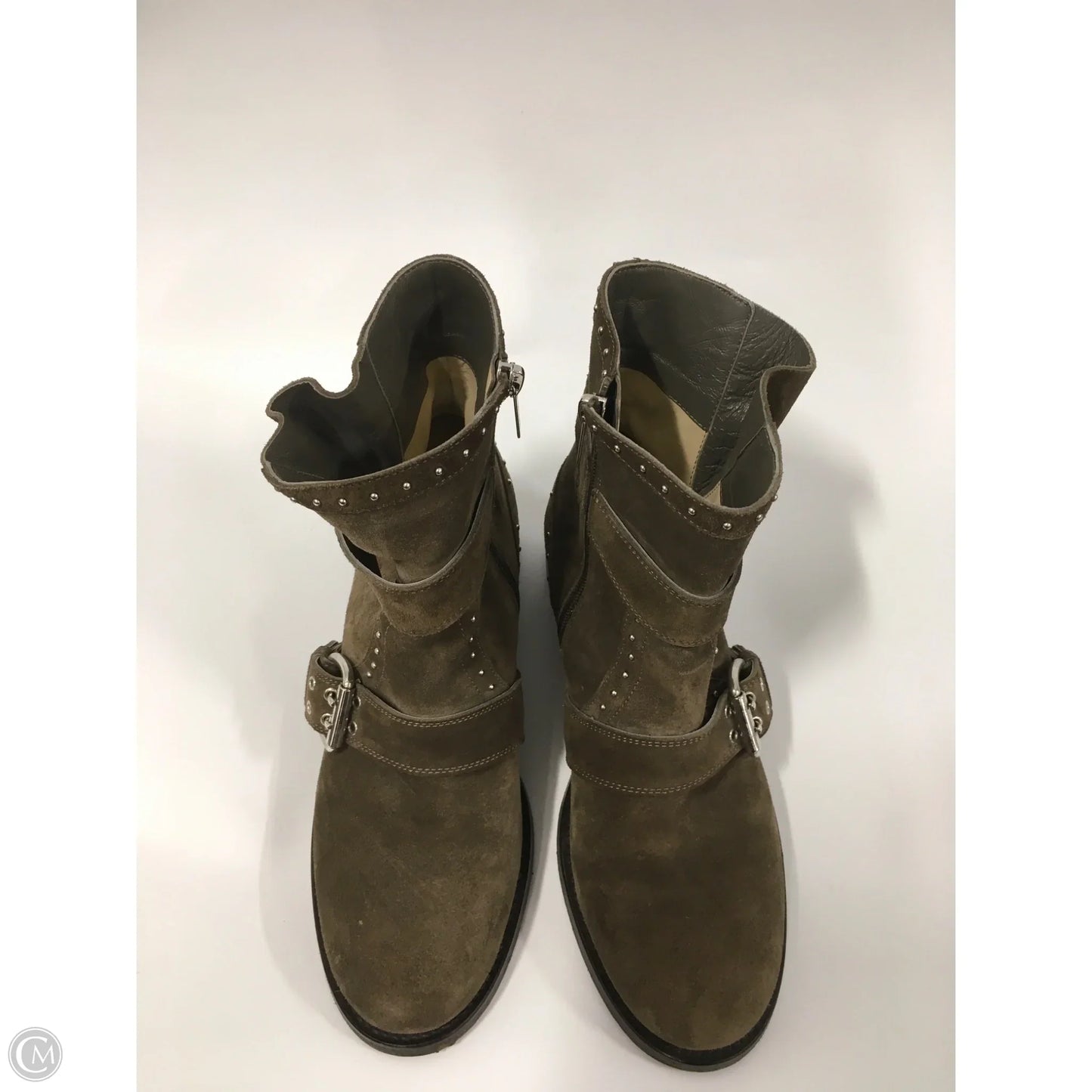 Boots Luxury Designer By Jimmy Choo In Taupe, Size: 7