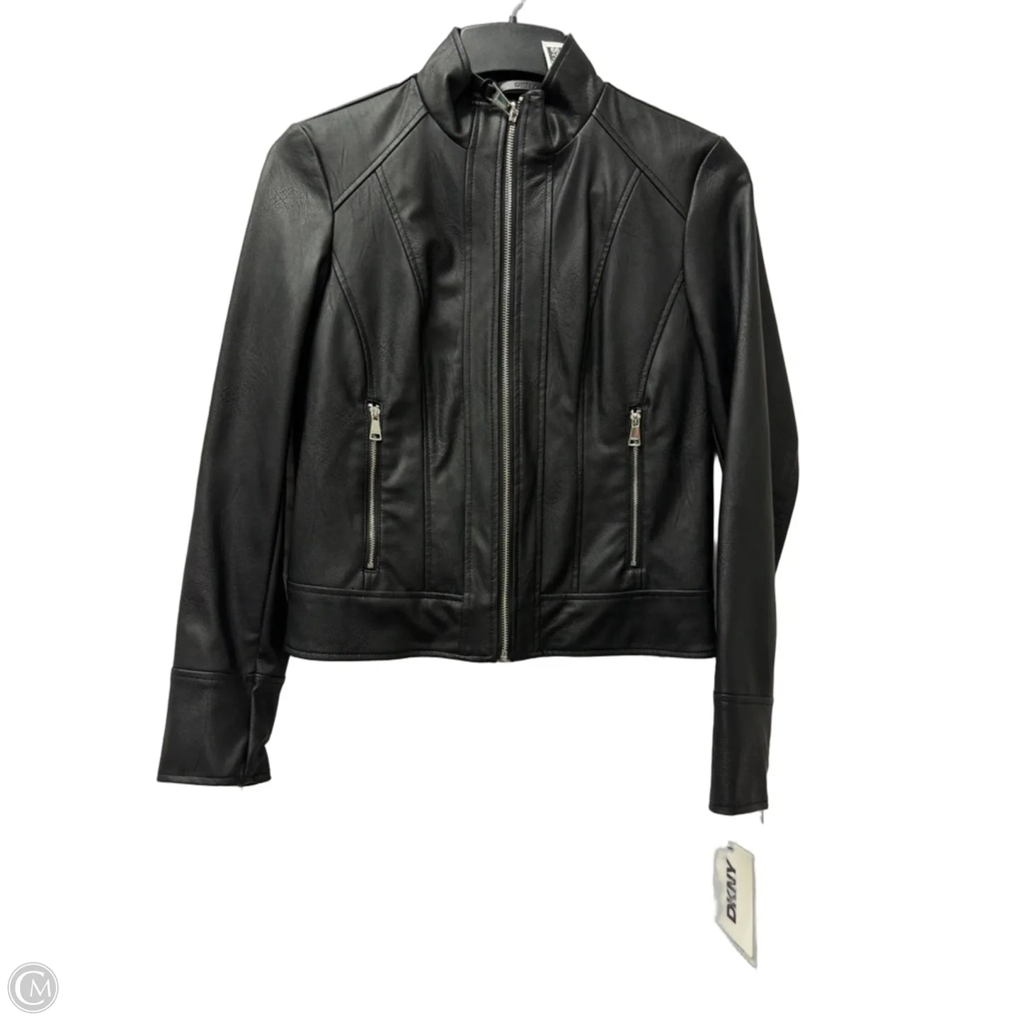 Jacket Moto Leather By Dkny In Black, Size: Xs