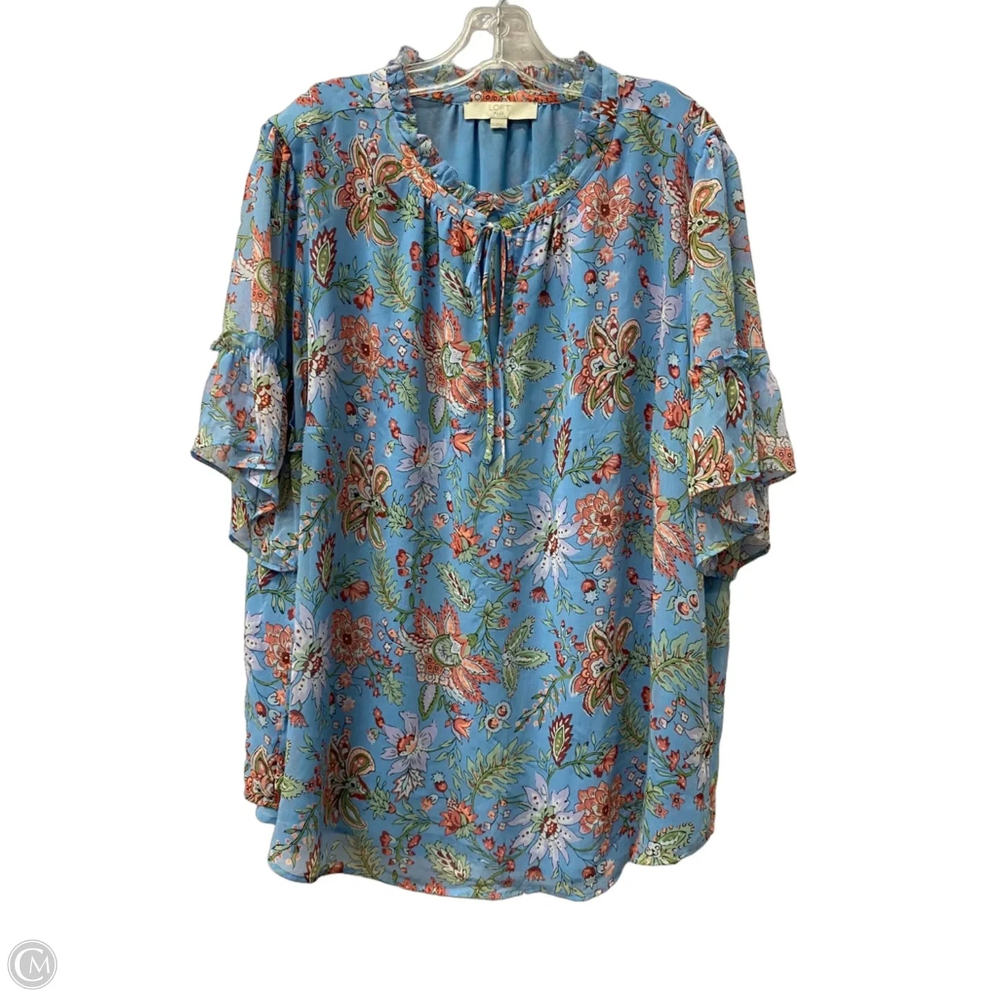Top Short Sleeve By Loft In Blue, Size: 3x