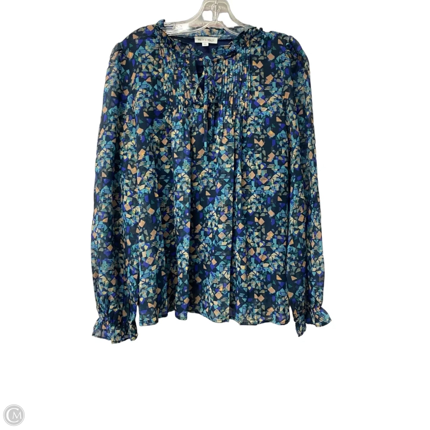 Top Long Sleeve By Cme In Blue, Size: L