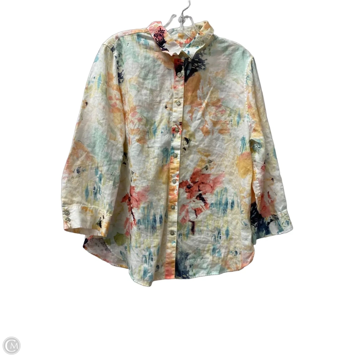 Top 3/4 Sleeve By Chicos In Cream, Size: L