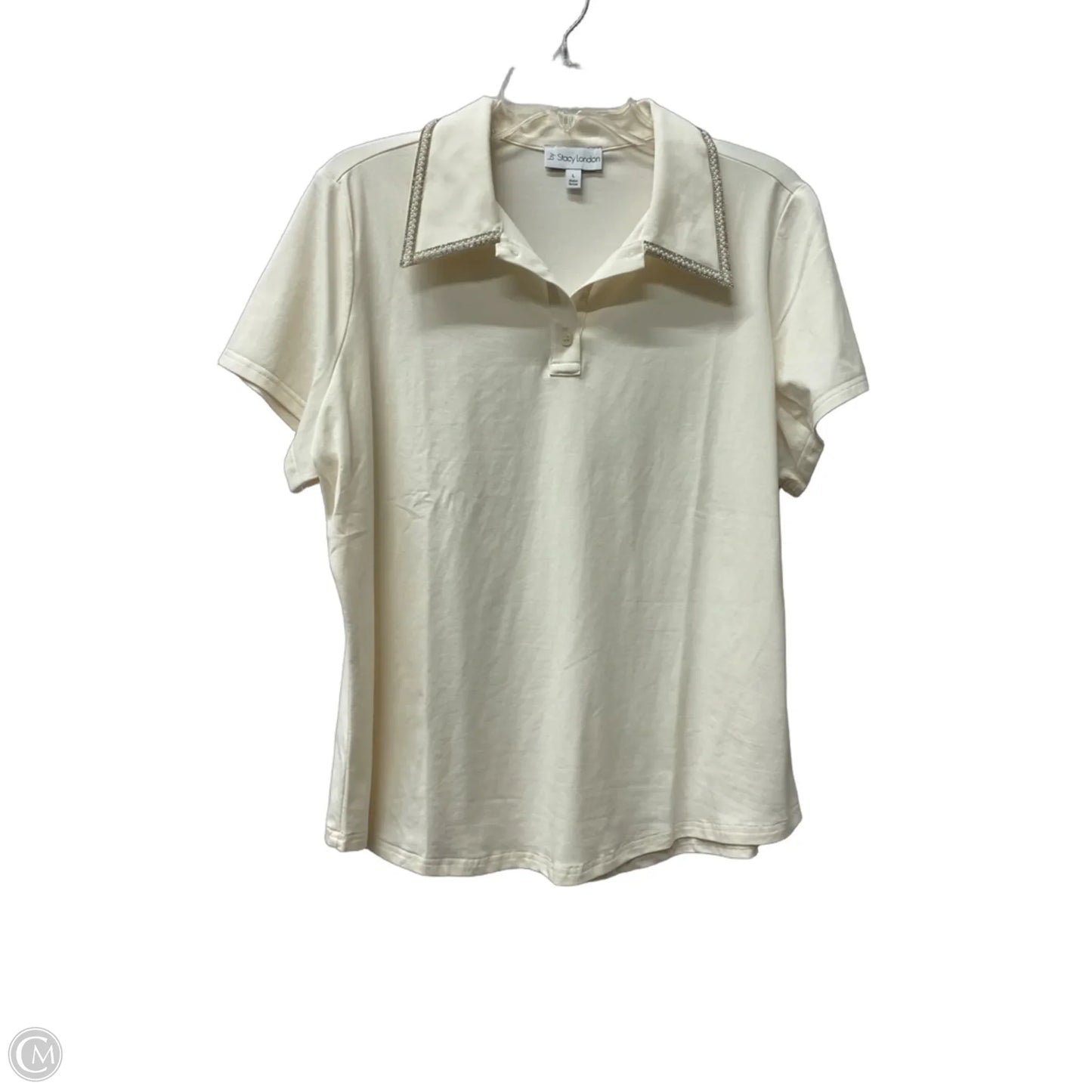 Top Short Sleeve By Cme In Cream, Size: L