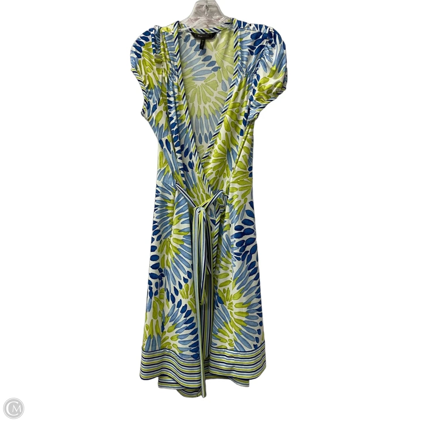 Dress Casual Midi By Bcbgmaxazria In Blue & Green, Size: L