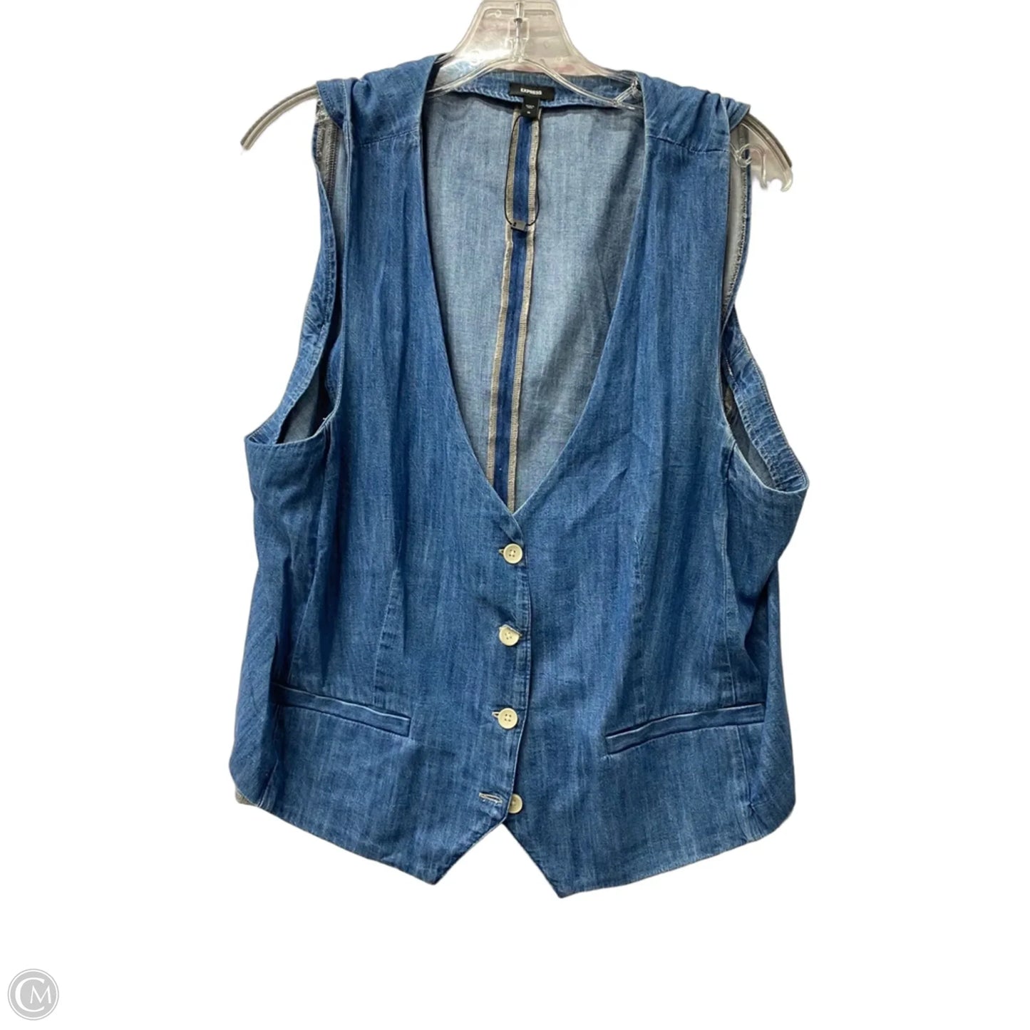 Top vest By Express In Blue Denim, Size: Xl