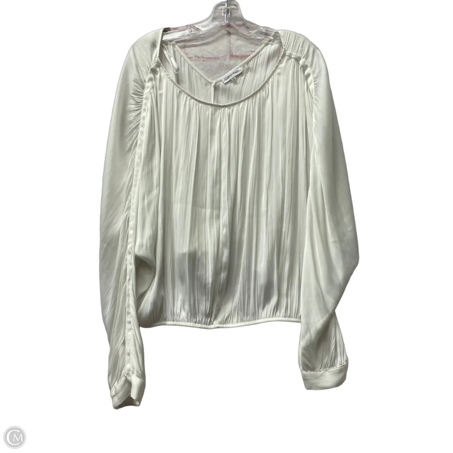 Top Long Sleeve By Calvin Klein In White, Size: Xl