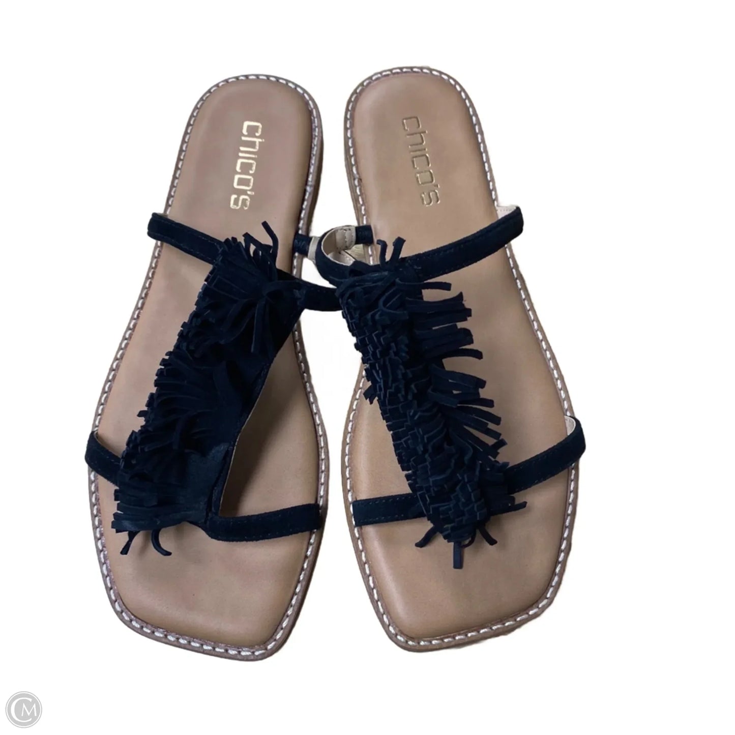 Sandals Flats By Chicos In Black & Tan, Size: 8