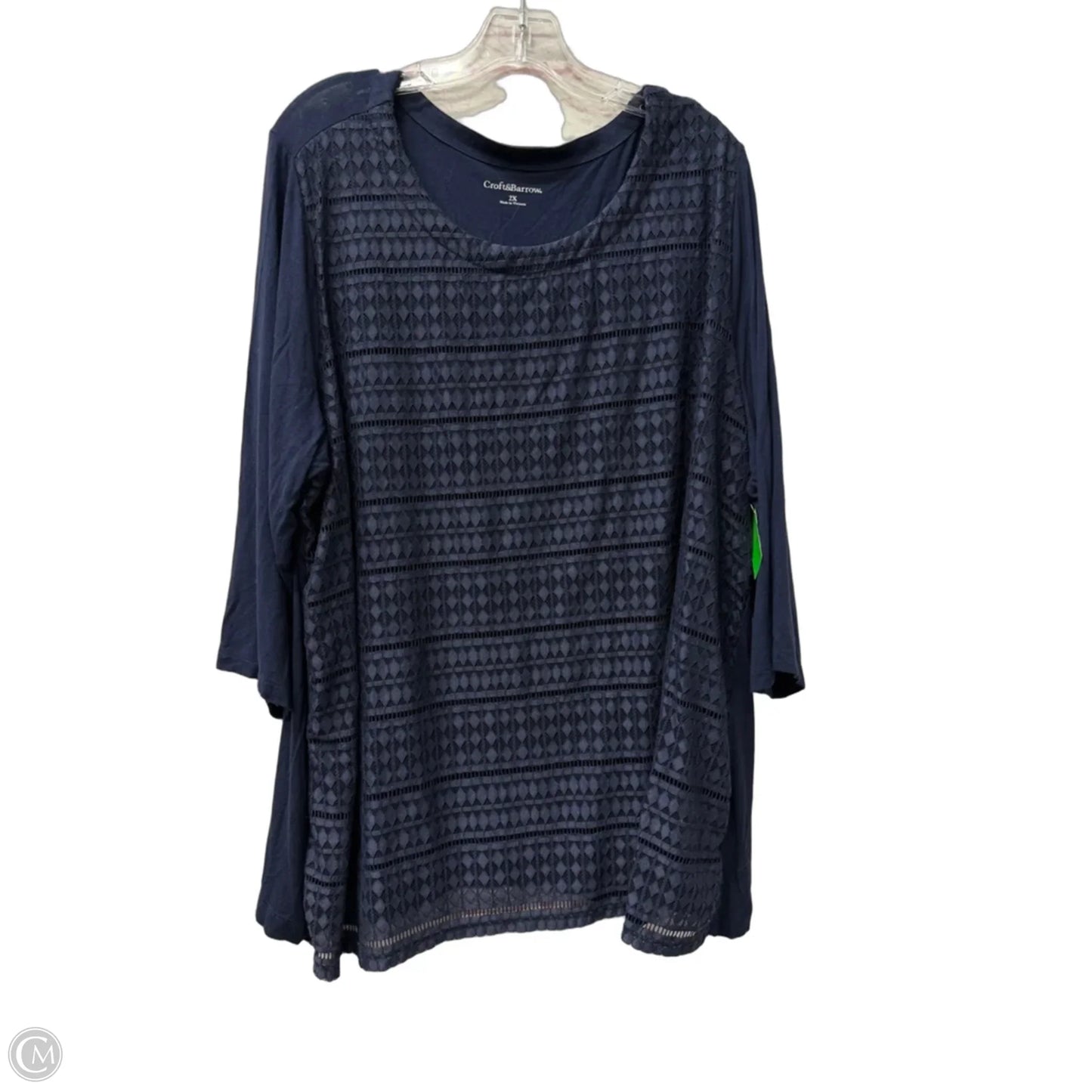Top 3/4 Sleeve By Croft And Barrow In Navy, Size: 2x