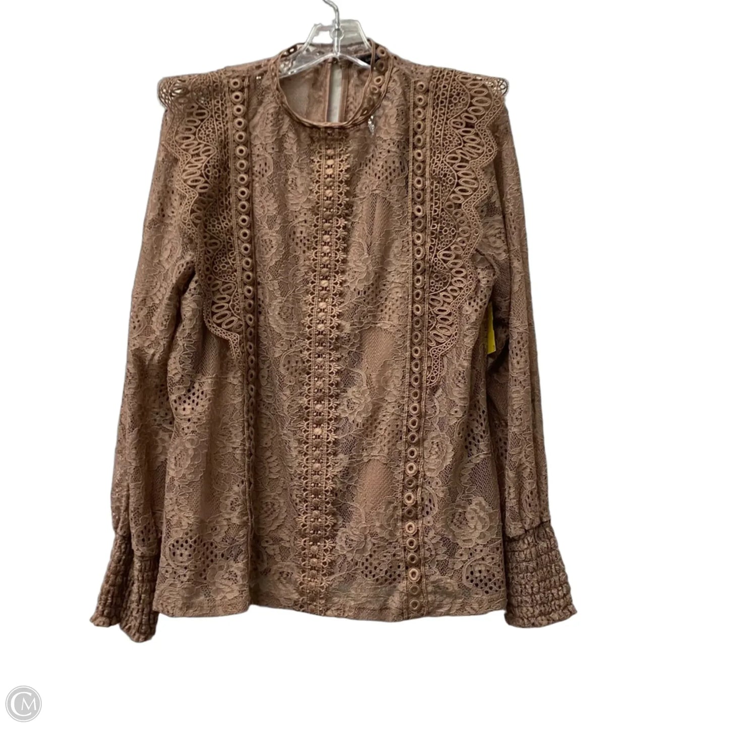 Top Long Sleeve By Cable And Gauge In Brown, Size: L