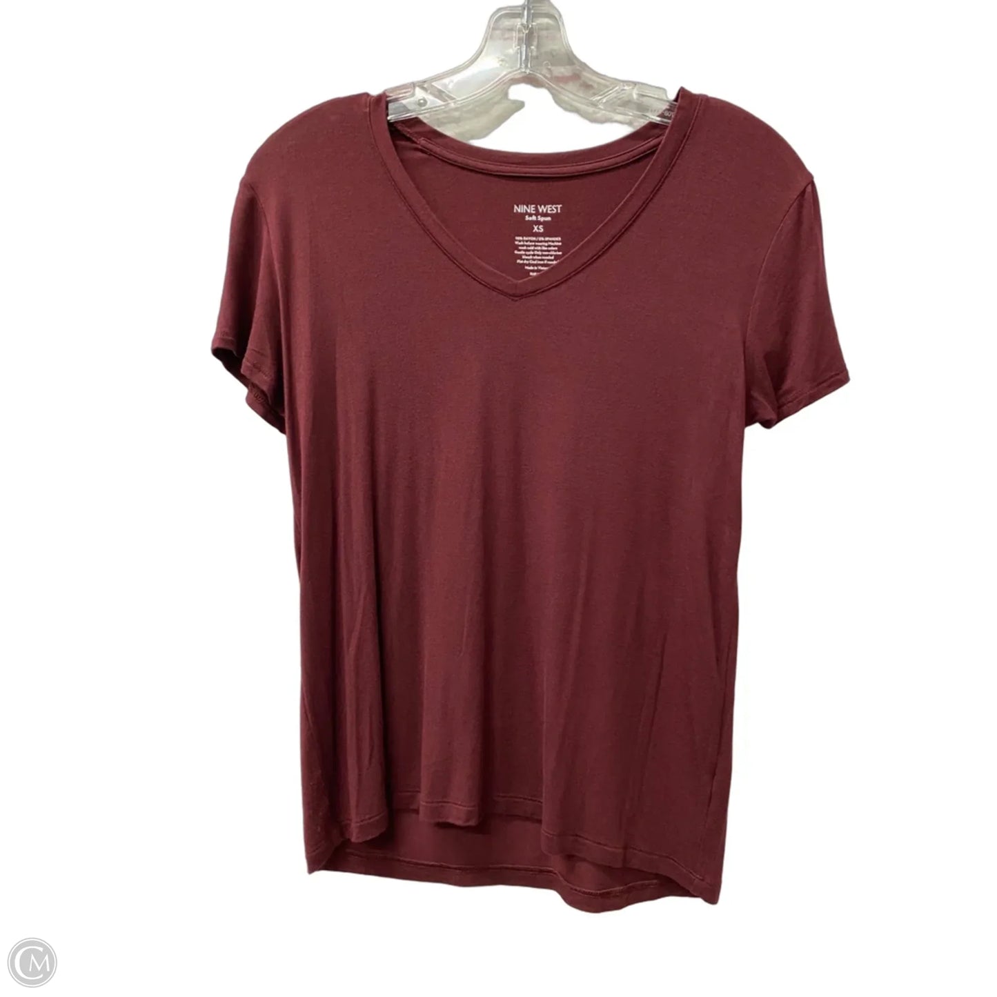 Top Short Sleeve By Nine West In Maroon, Size: Xs