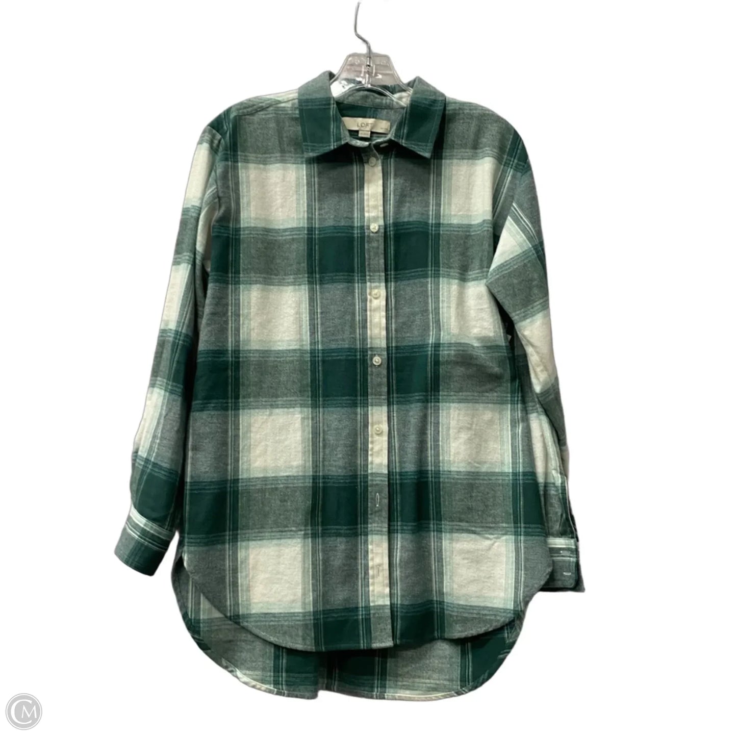 Top Long Sleeve By Loft In Green & White, Size: Sp