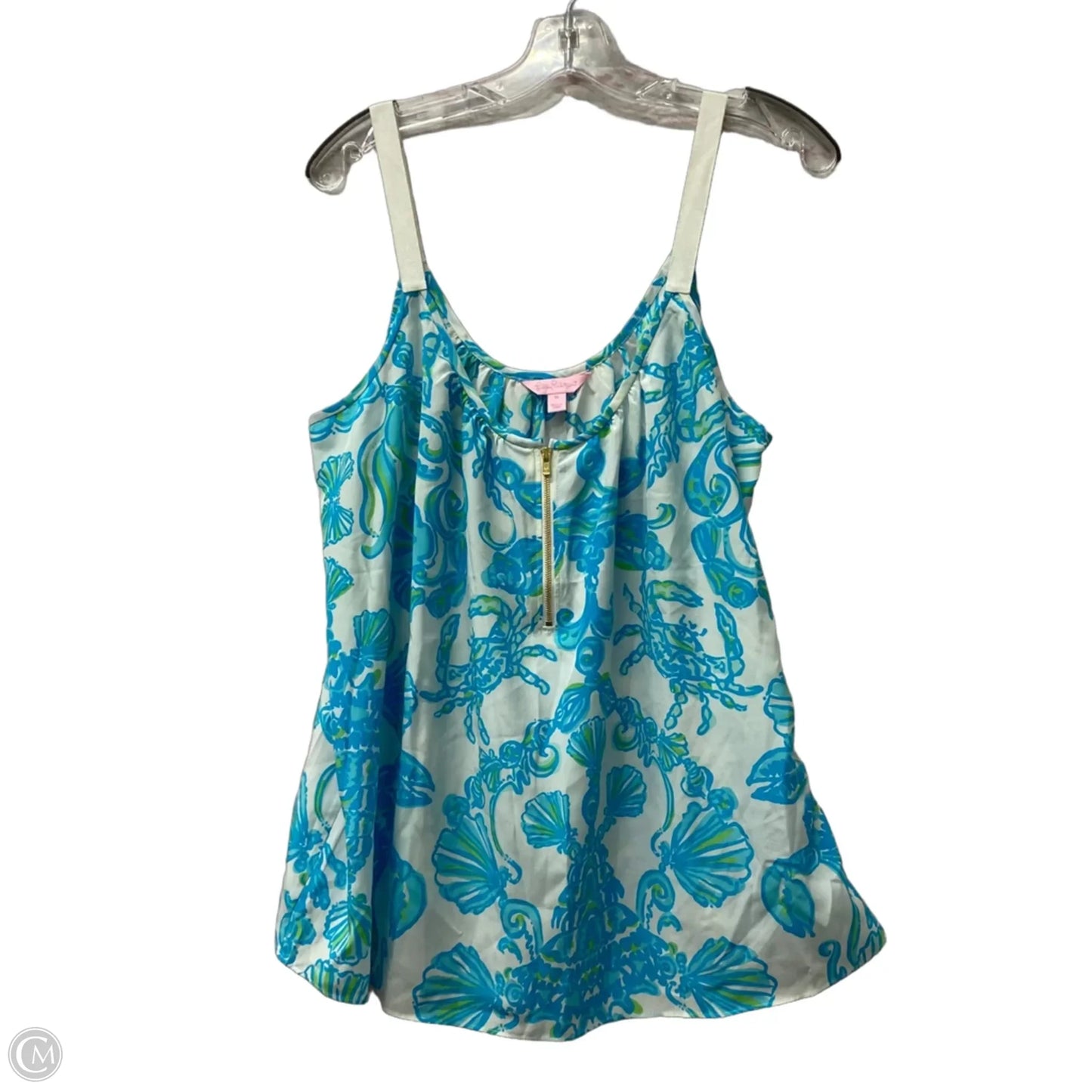 Top Sleeveless Designer By Lilly Pulitzer In Blue & White, Size: Xl