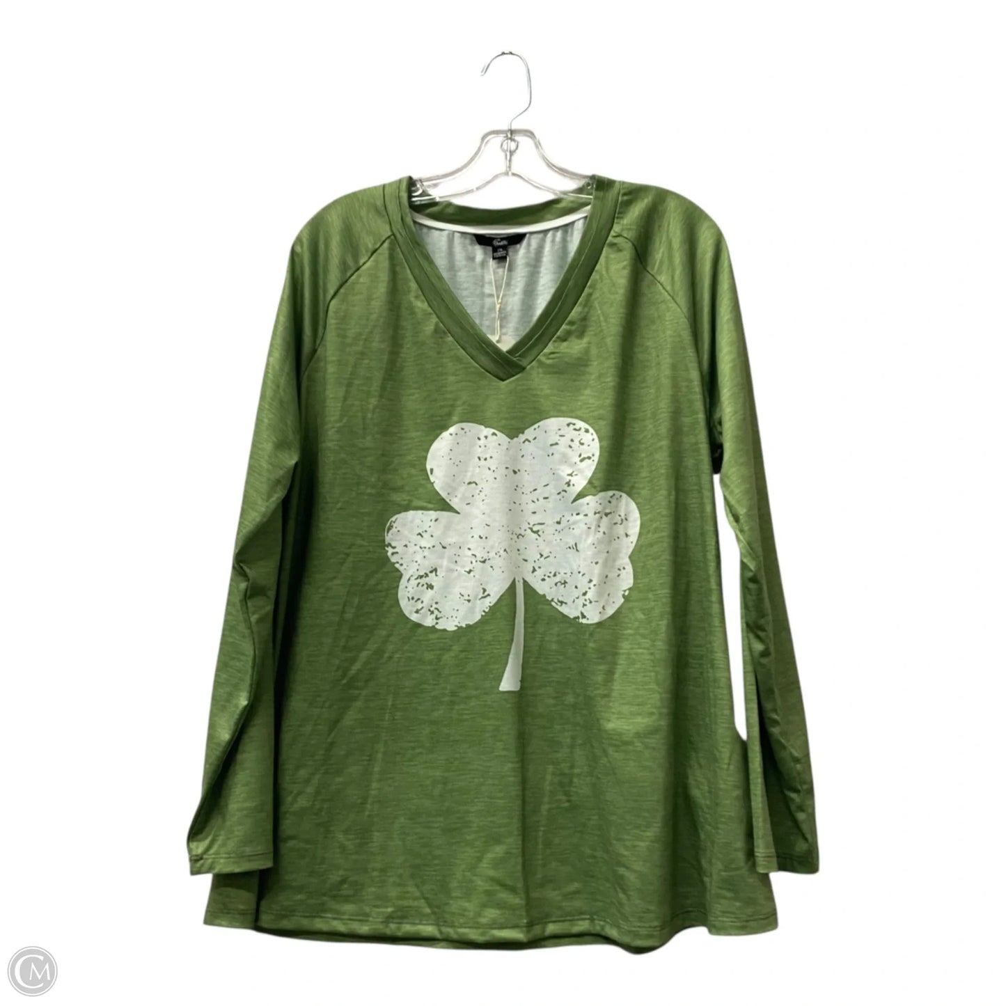 Top Long Sleeve By shall we In Green, Size: 2x
