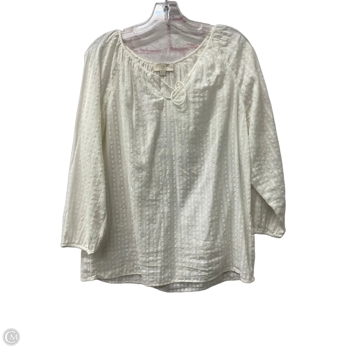 Top Long Sleeve By Loft In White, Size: M