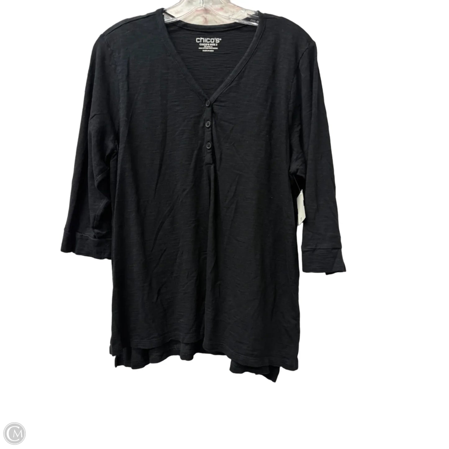 Top Short Sleeve By Chicos In Black, Size: Xl