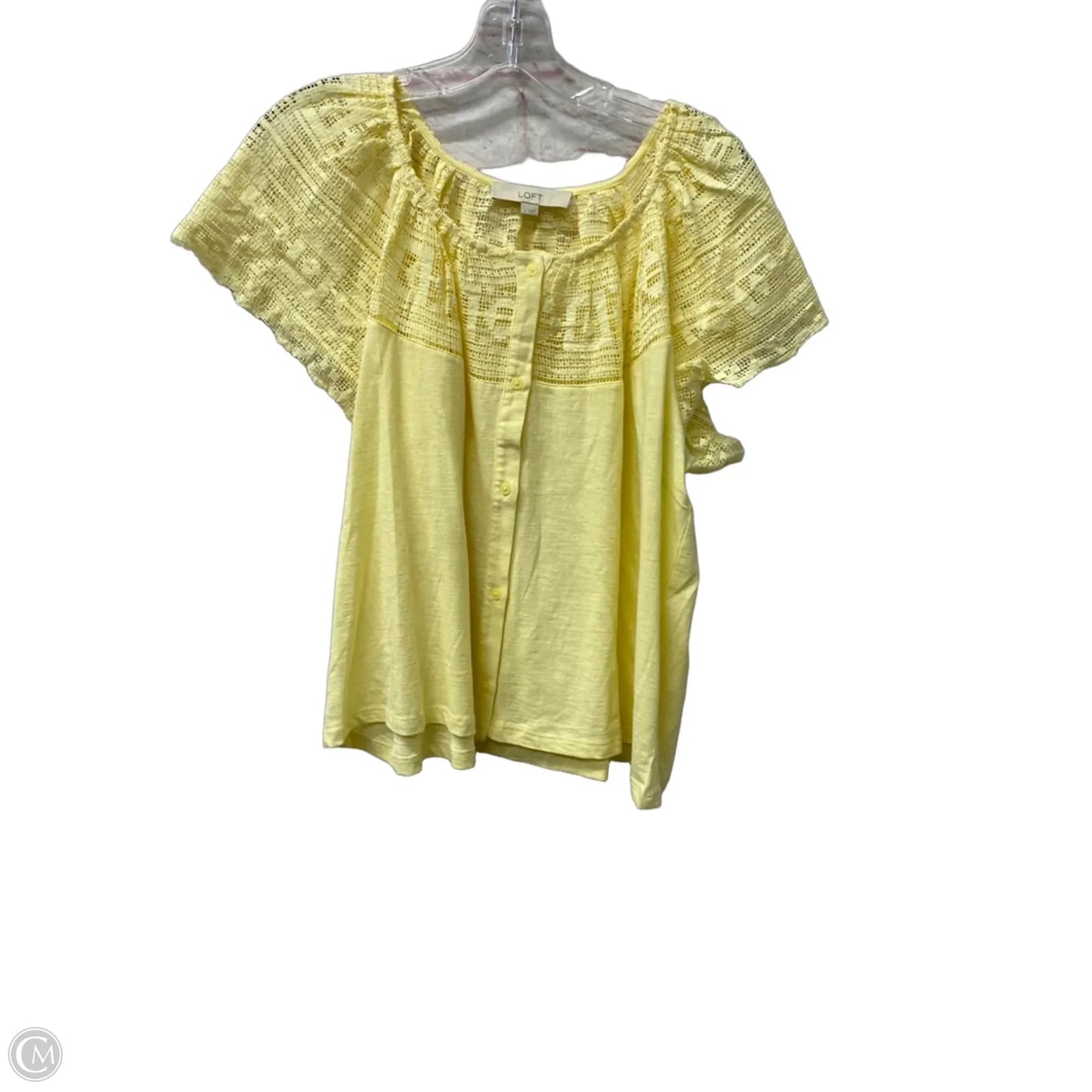 Top Short Sleeve By Loft In Yellow, Size: L