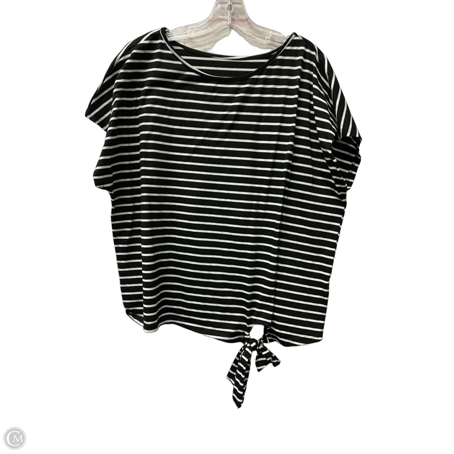 Top Short Sleeve By Emery Rose In Black & White, Size: 3x