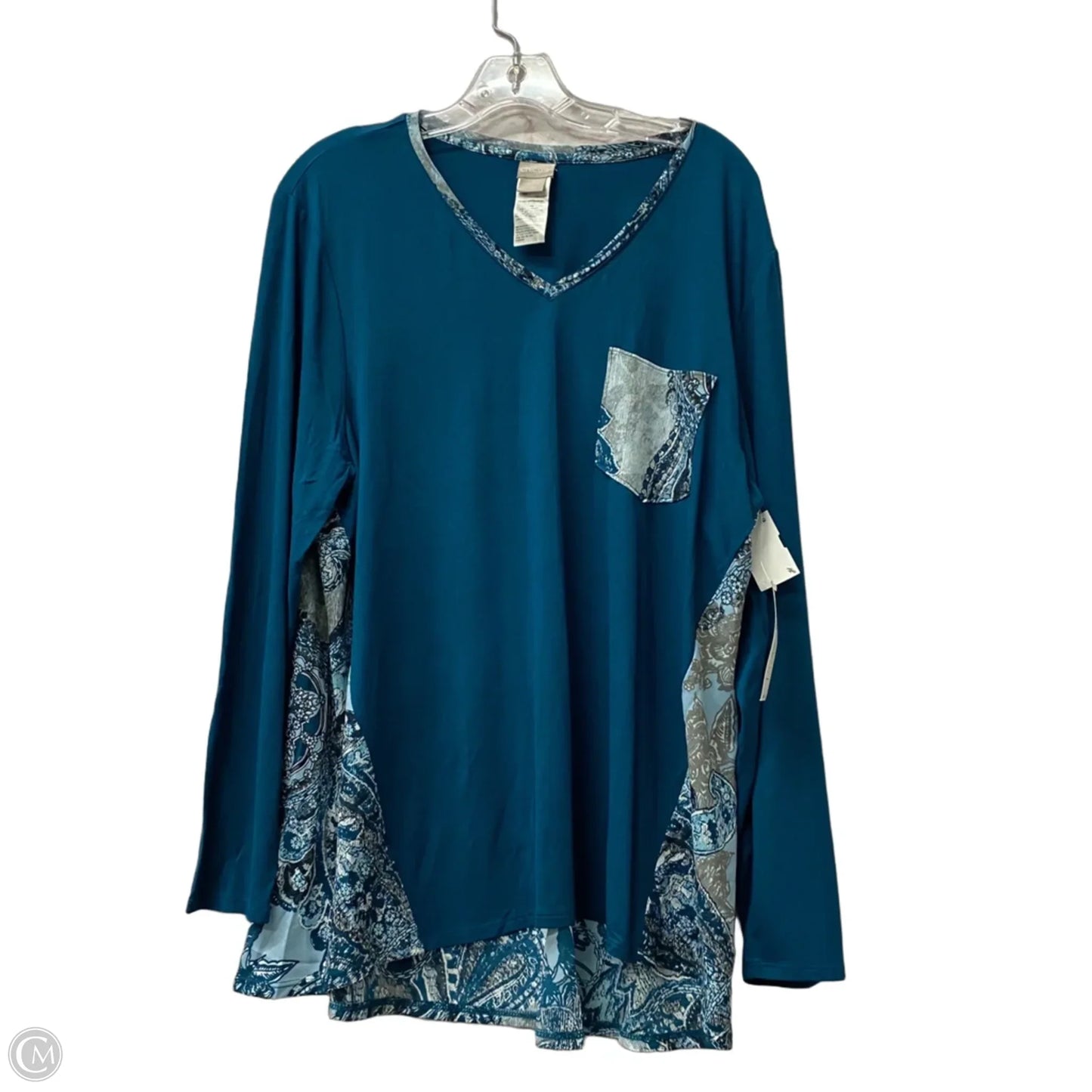 Top Long Sleeve By Chicos In Teal, Size: Xl