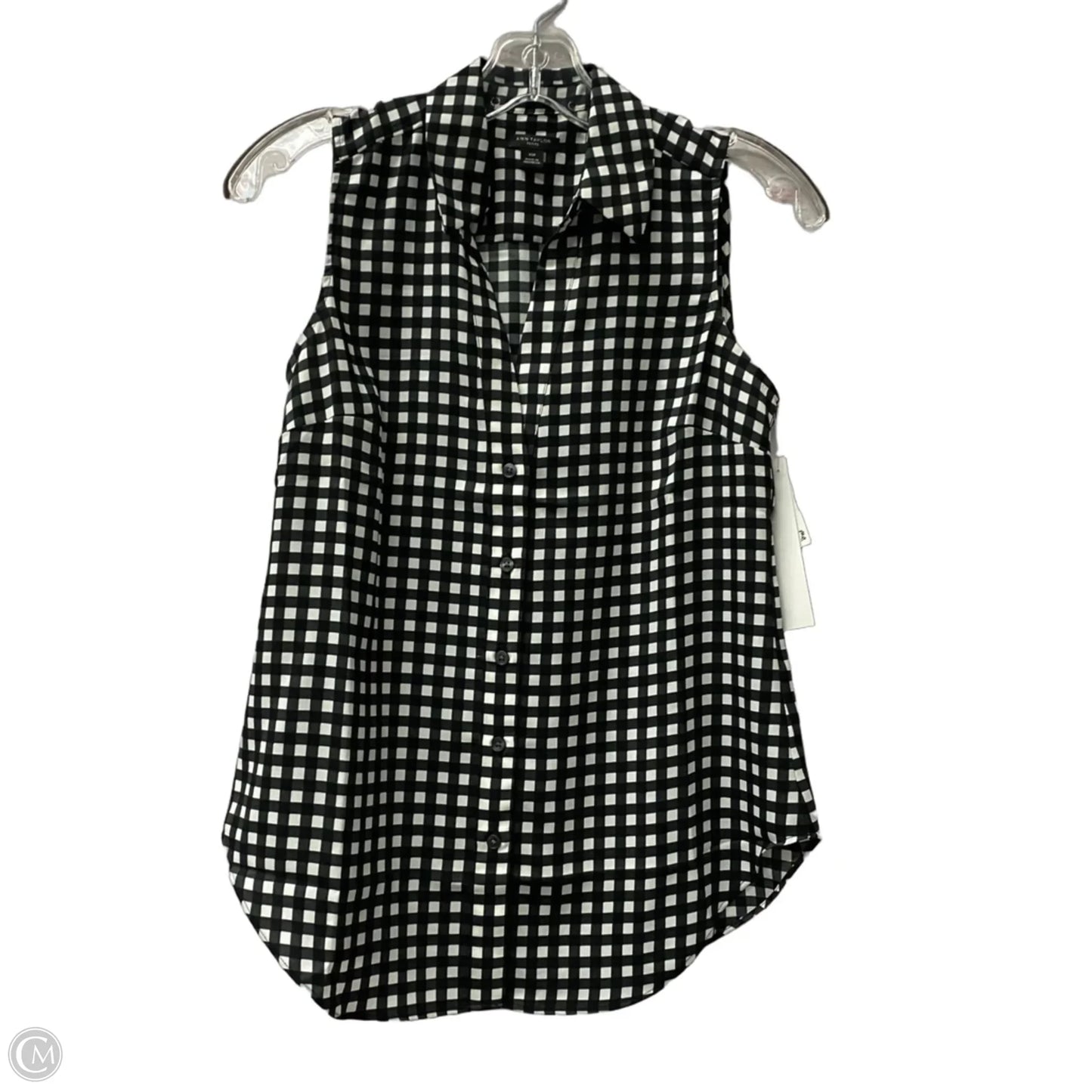 Top Sleeveless By Ann Taylor In Black & White, Size: Xsp