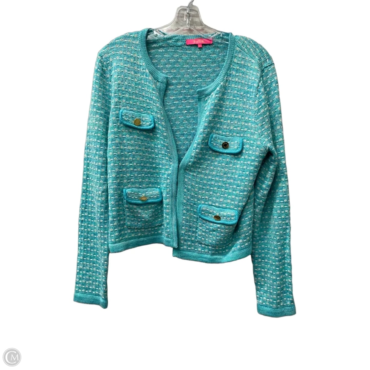 Sweater Cardigan Designer By Lilly Pulitzer In Blue, Size: L