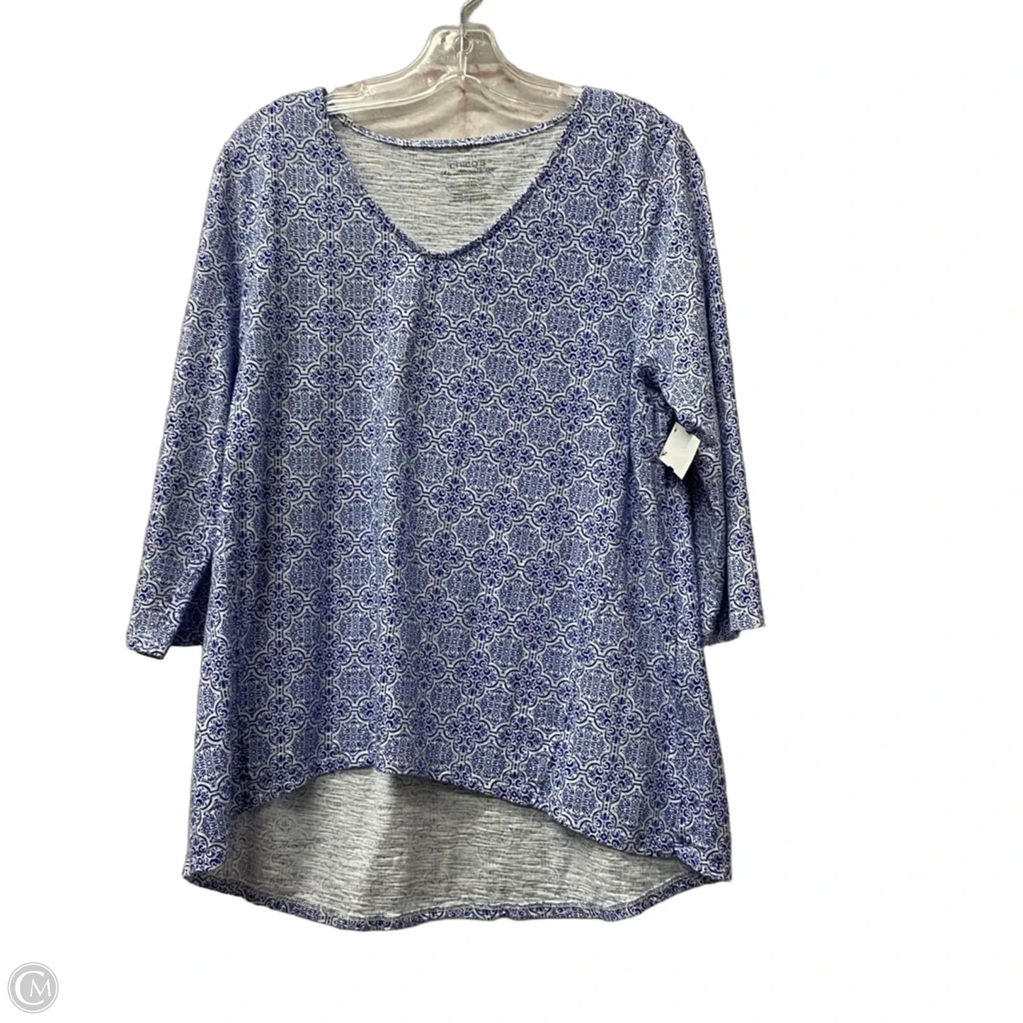 Top 3/4 Sleeve By Chicos In Blue, Size: M