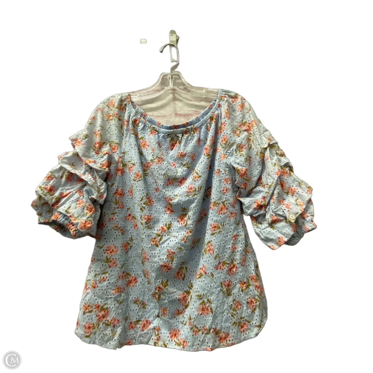 Top Short Sleeve By Cece In Blue & Pink, Size: M