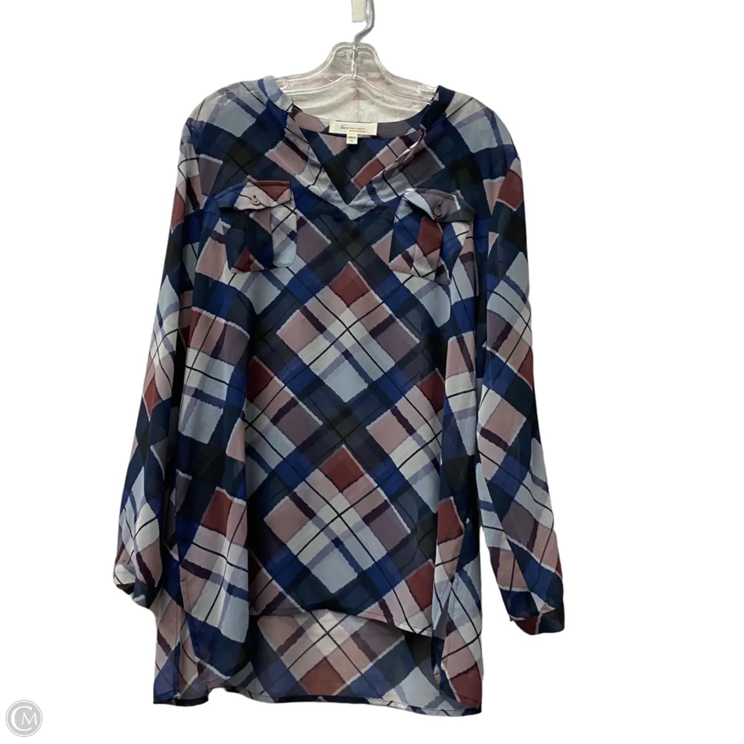 Top 3/4 Sleeve By Vince Camuto In Blue, Size: L