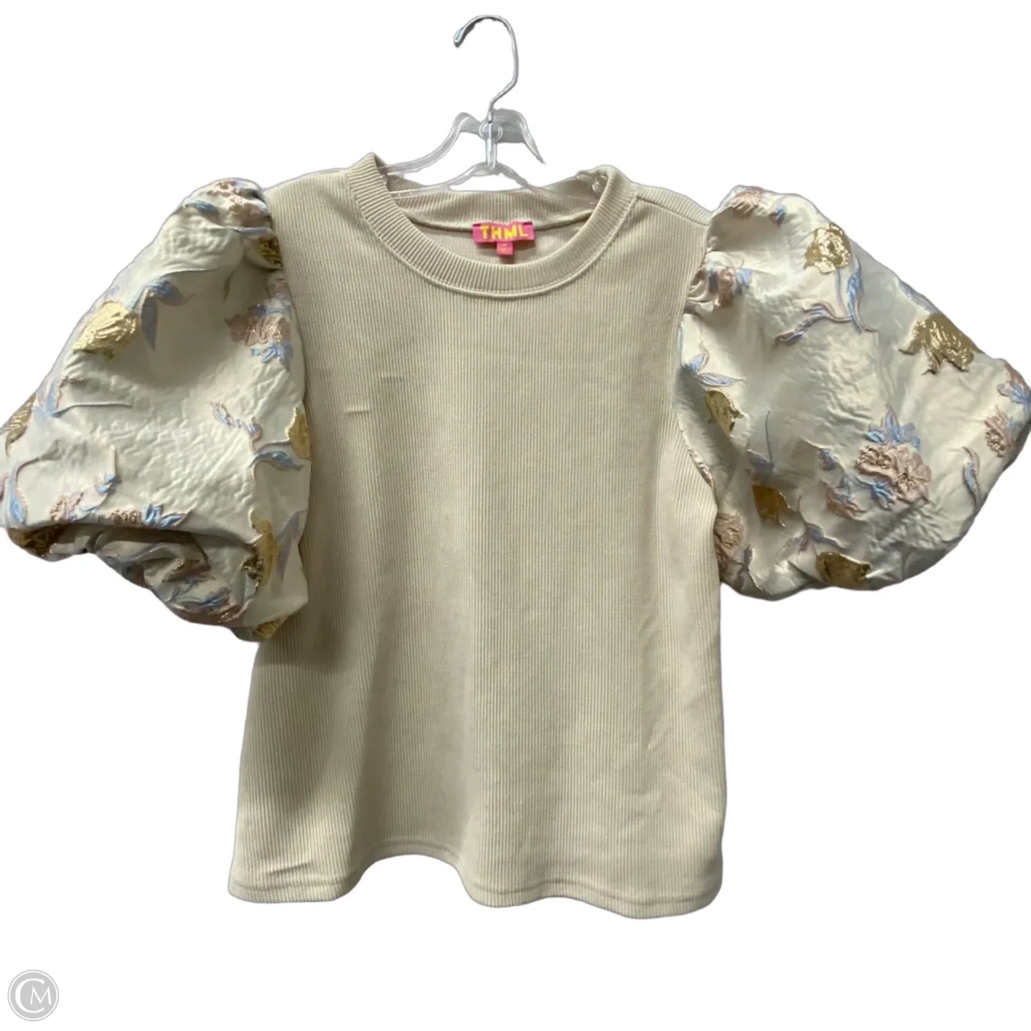 Top Short Sleeve By Thml In Beige, Size: M