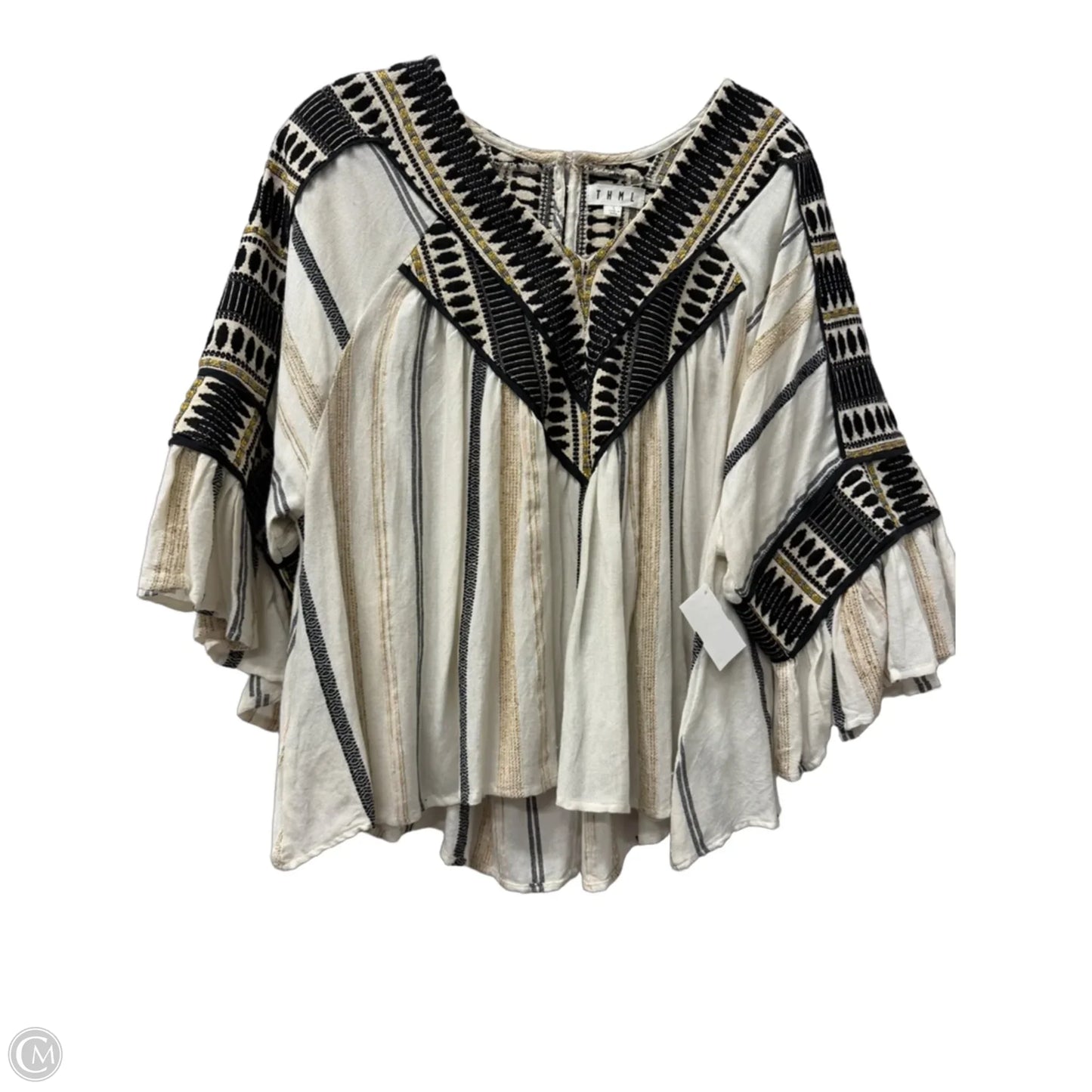 Top Short Sleeve By Thml In Cream, Size: L